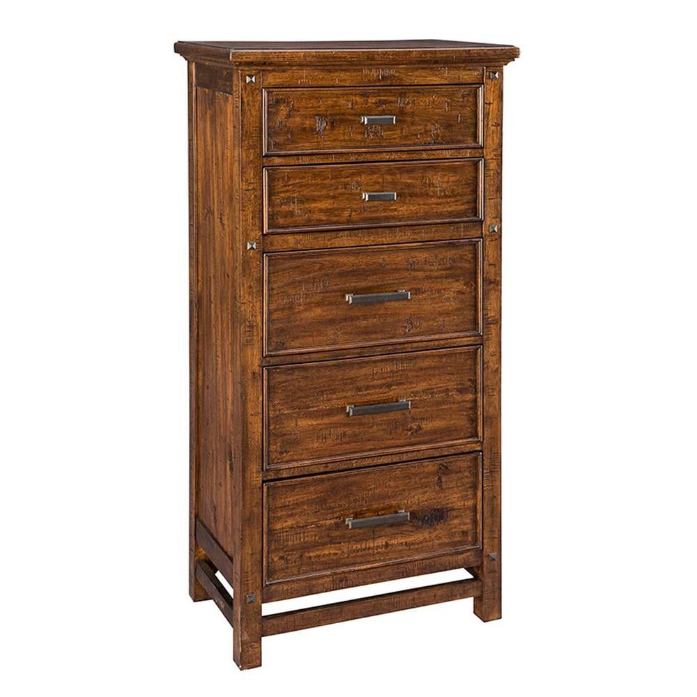 Rustic Brown Acacia 5-Drawer Lingerie Chest