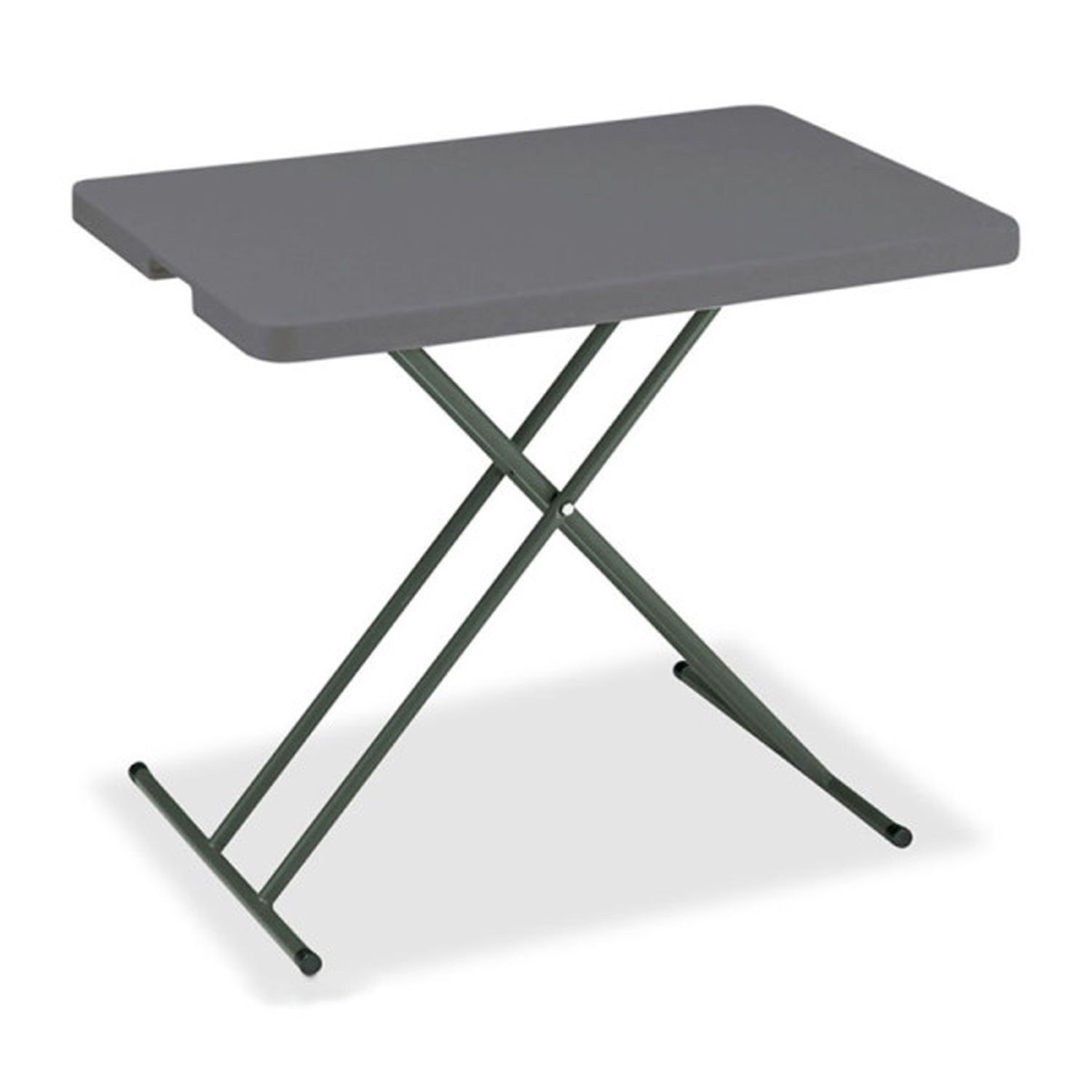 Charcoal Gray Adjustable Height Folding Table with Steel Legs