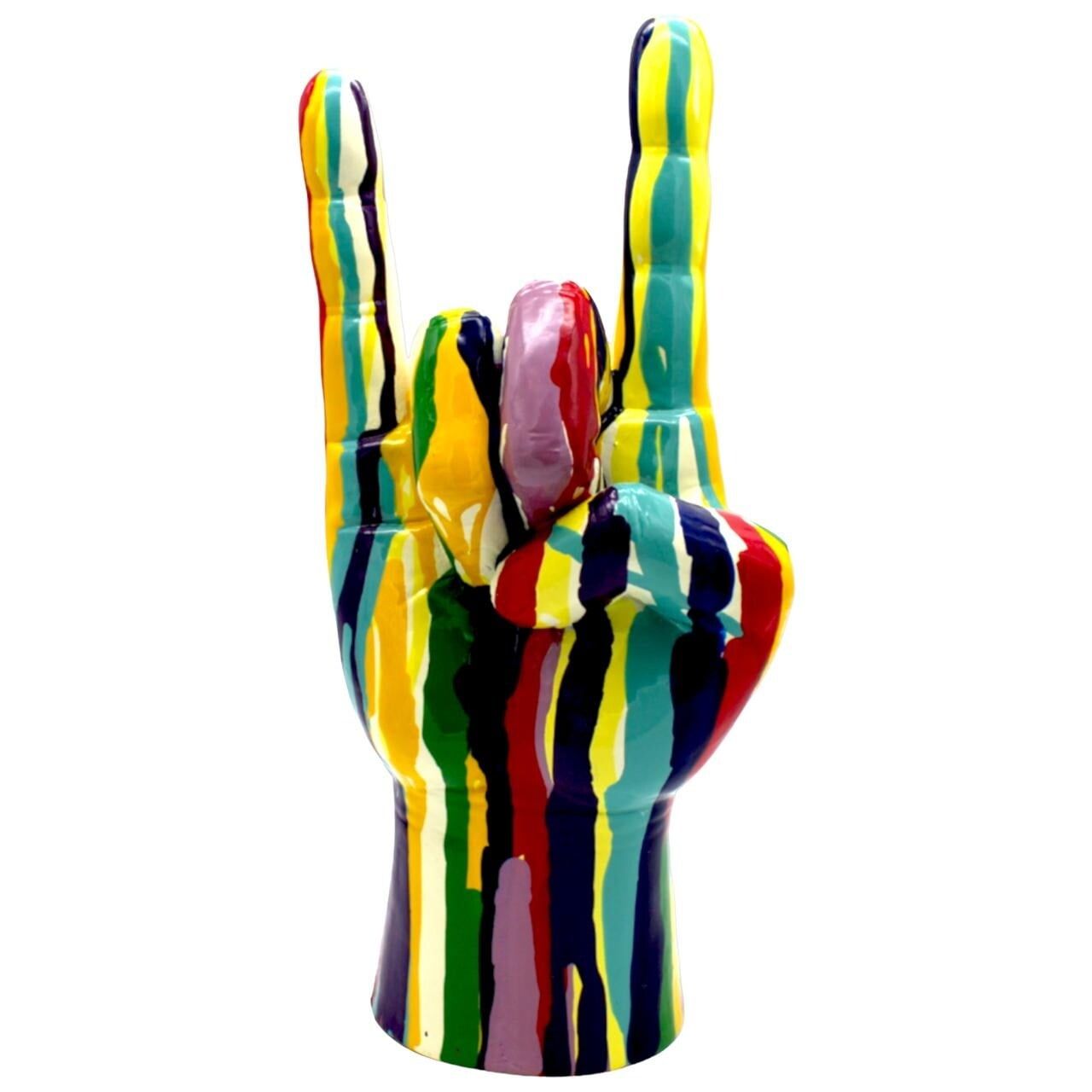 Graffiti Multicolor Resin Rock On Hand Figurine 11" Tall