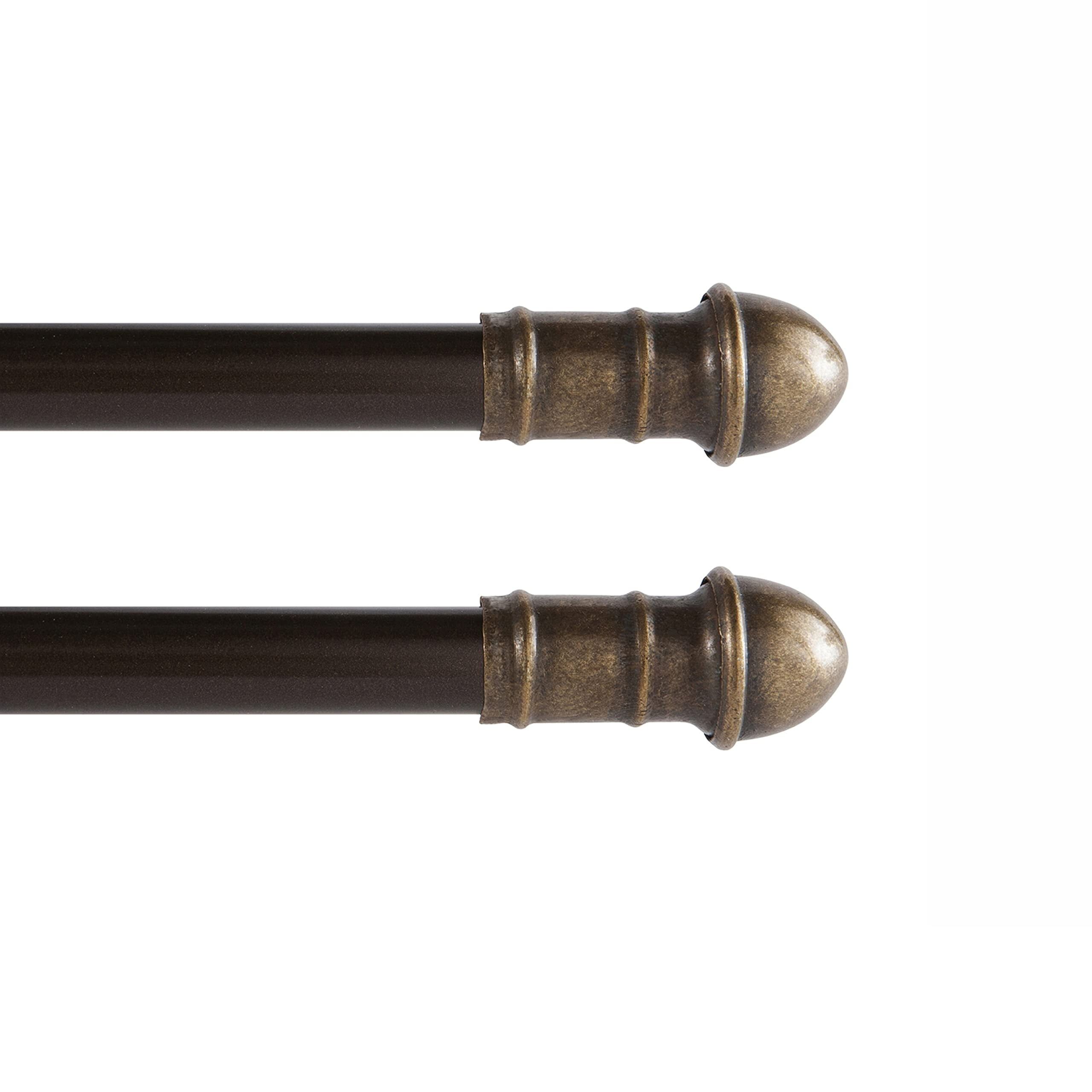 Adjustable Bronze Petite Café Curtain Rod Set, 28-48 Inches