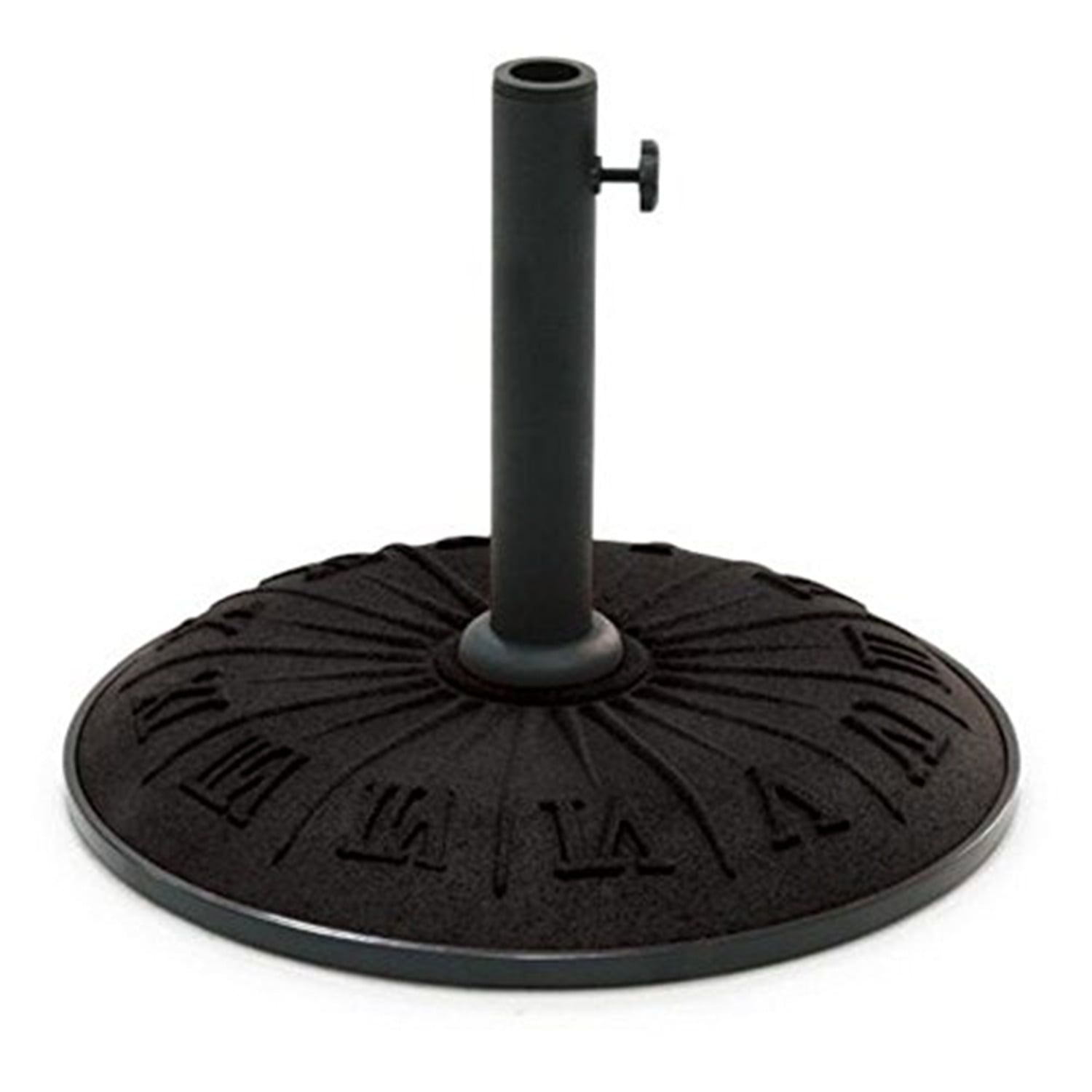 Black Resin Roman Numeral Outdoor Umbrella Stand