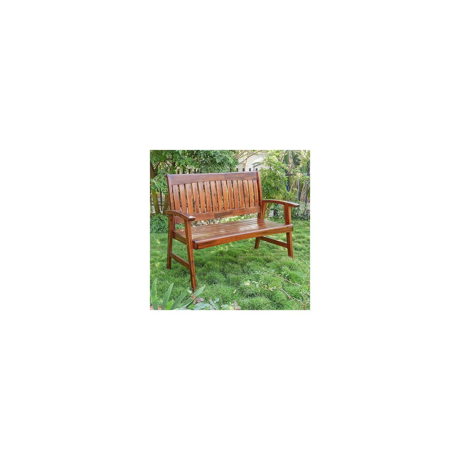 Highland Acacia Dual-Stain Slat-Back 4ft Garden Bench