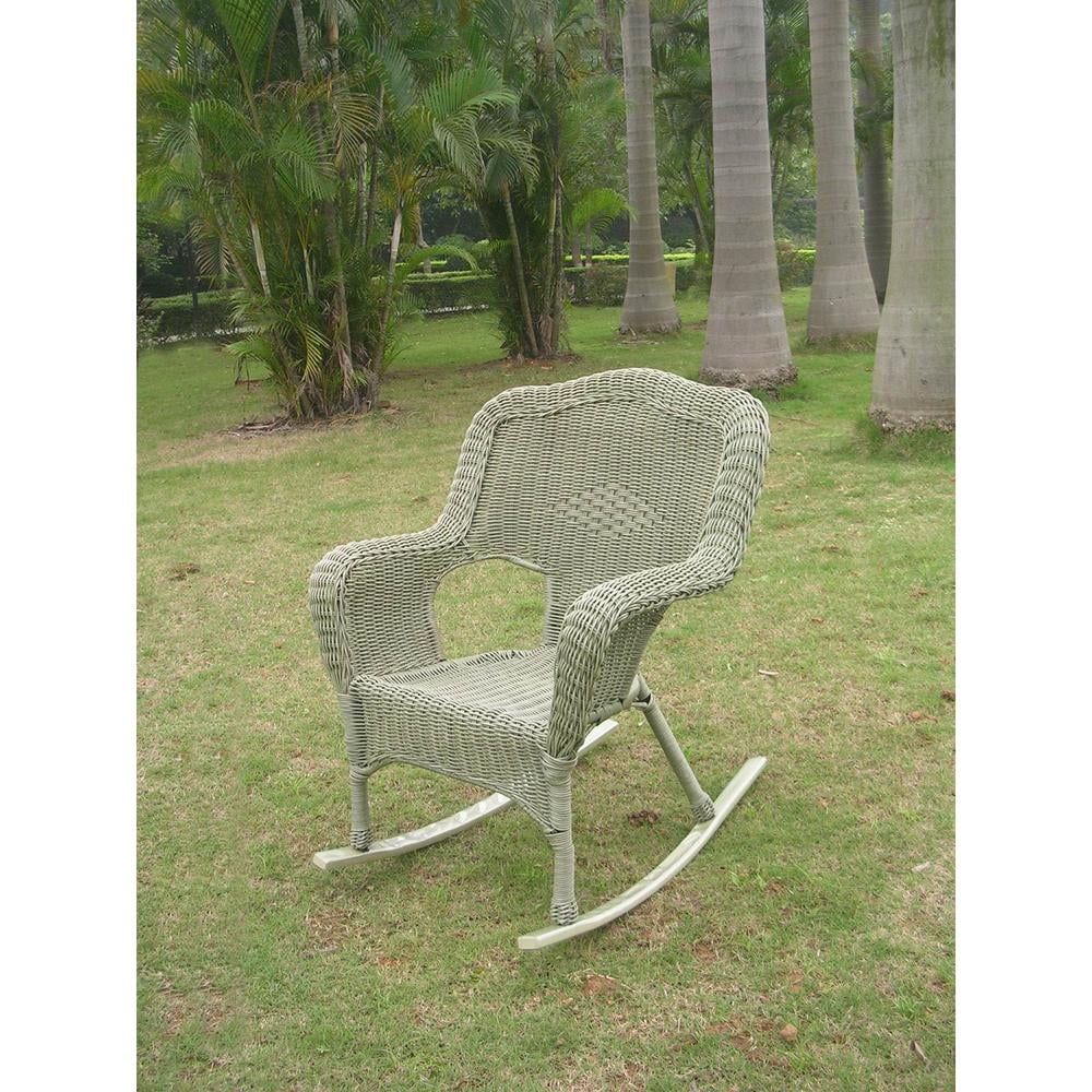 Chelsea Antique Moss Resin Wicker Outdoor Rocking Chair with Steel Frame