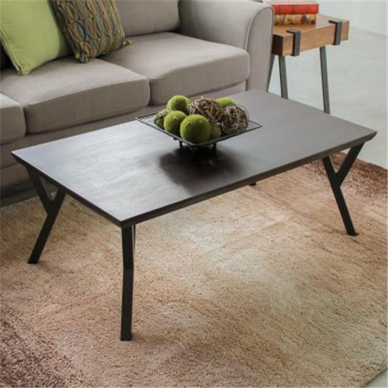 Sonoma Oak Wood Veneer and Steel Rectangular Coffee Table