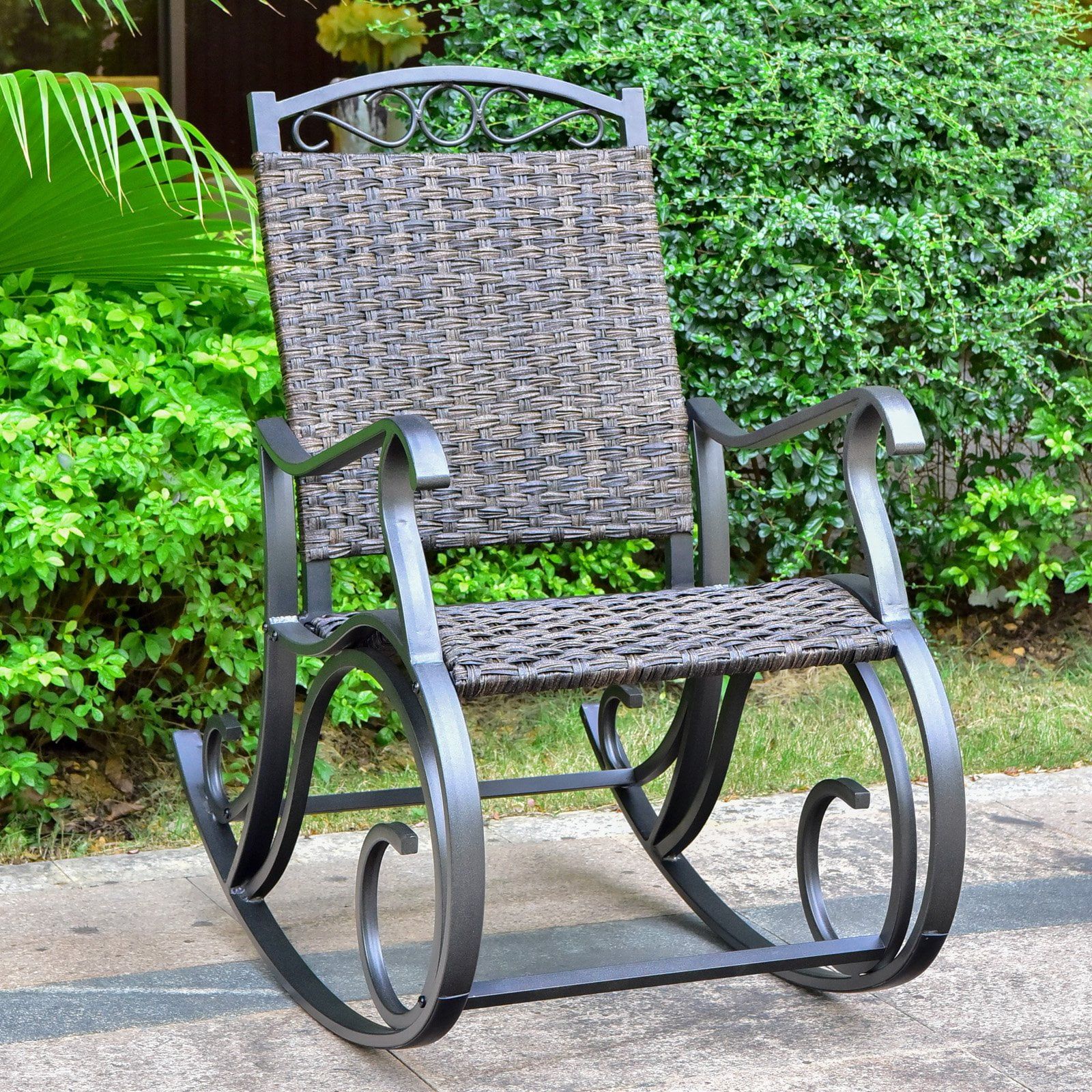 Ibiza Dark Cafe Aluminum Resin Rocking Chair