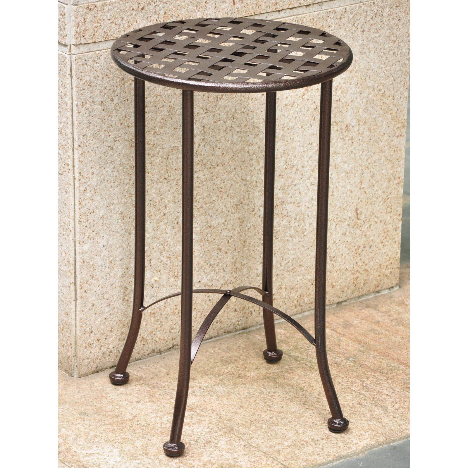 Mandalay Bronze Wrought Iron 16" Patio Side Table