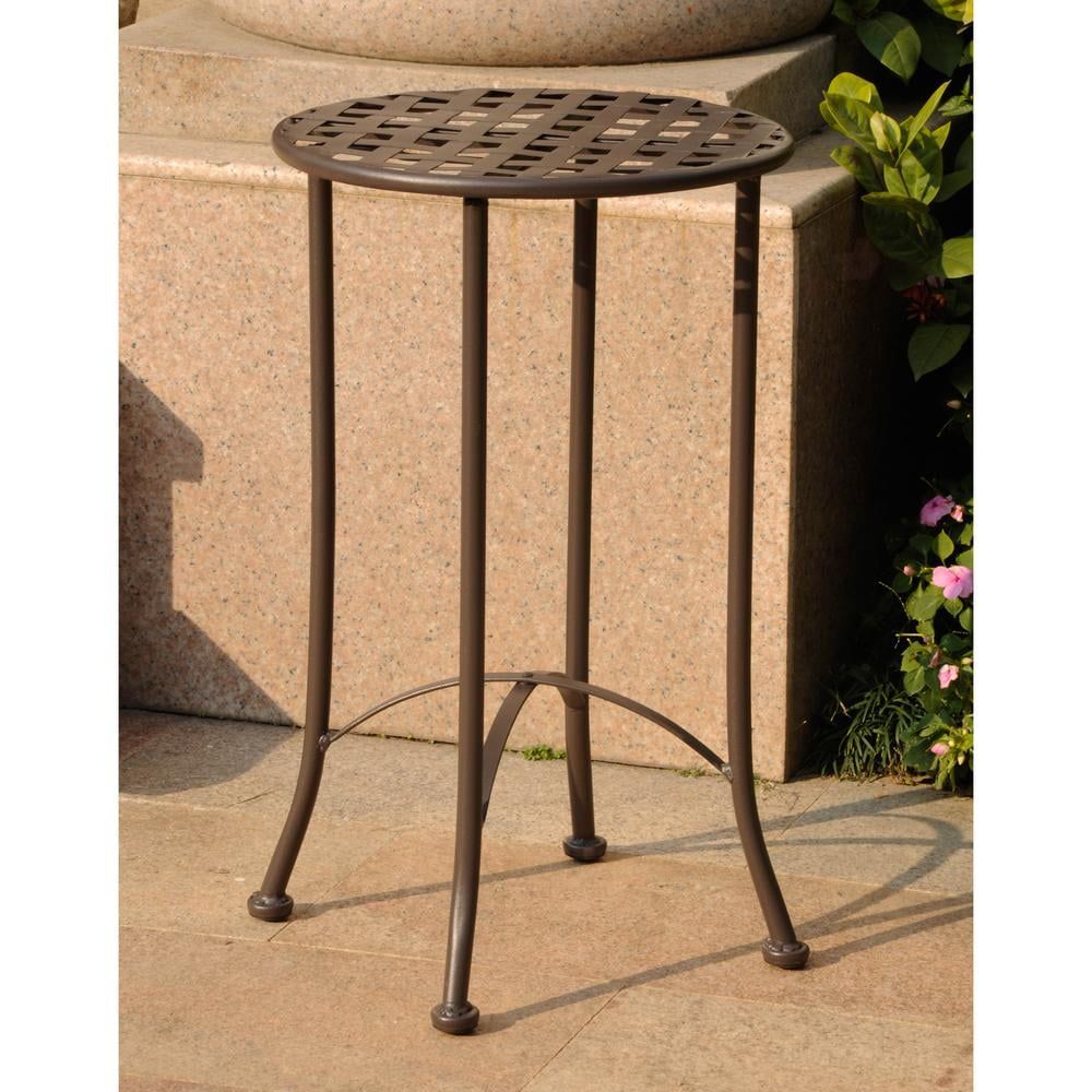 Mandalay Brown Wrought Iron Round Patio Side Table