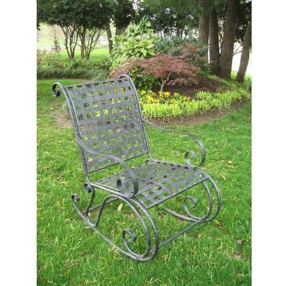 Antique Black Wrought Iron Outdoor Rocking Chair