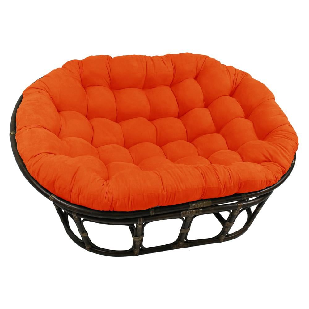 Double Papasan Chair with Orange Microfiber Cushion and Rattan Frame