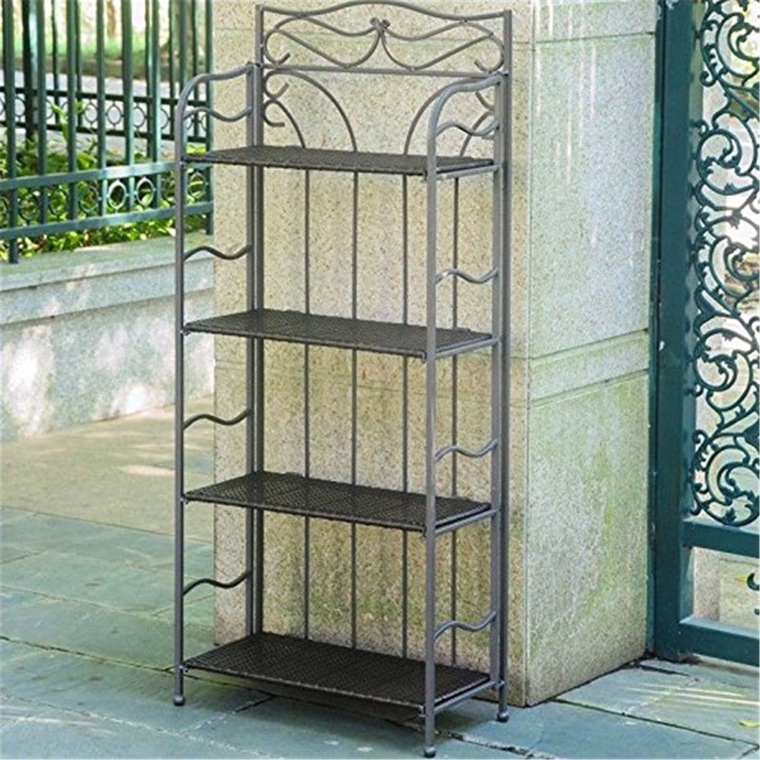 Valencia Chocolate 55" Resin Wicker and Iron 4-Tier Plant Stand