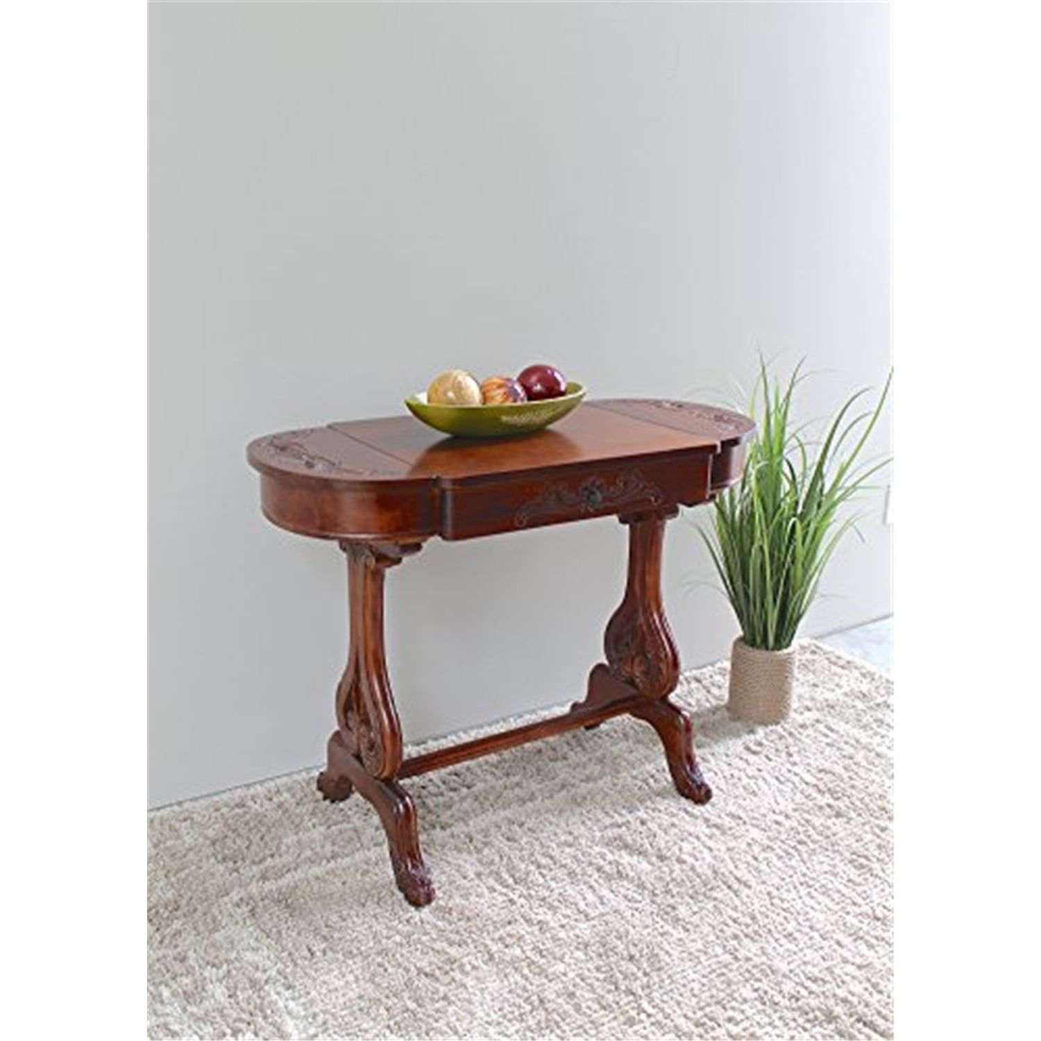 Victorian Queen Anne-Style Walnut Writing Desk with Drawers