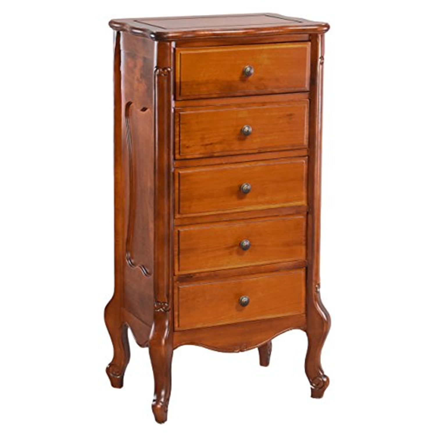 Windsor Walnut Stain Carved 5-Drawer Dresser