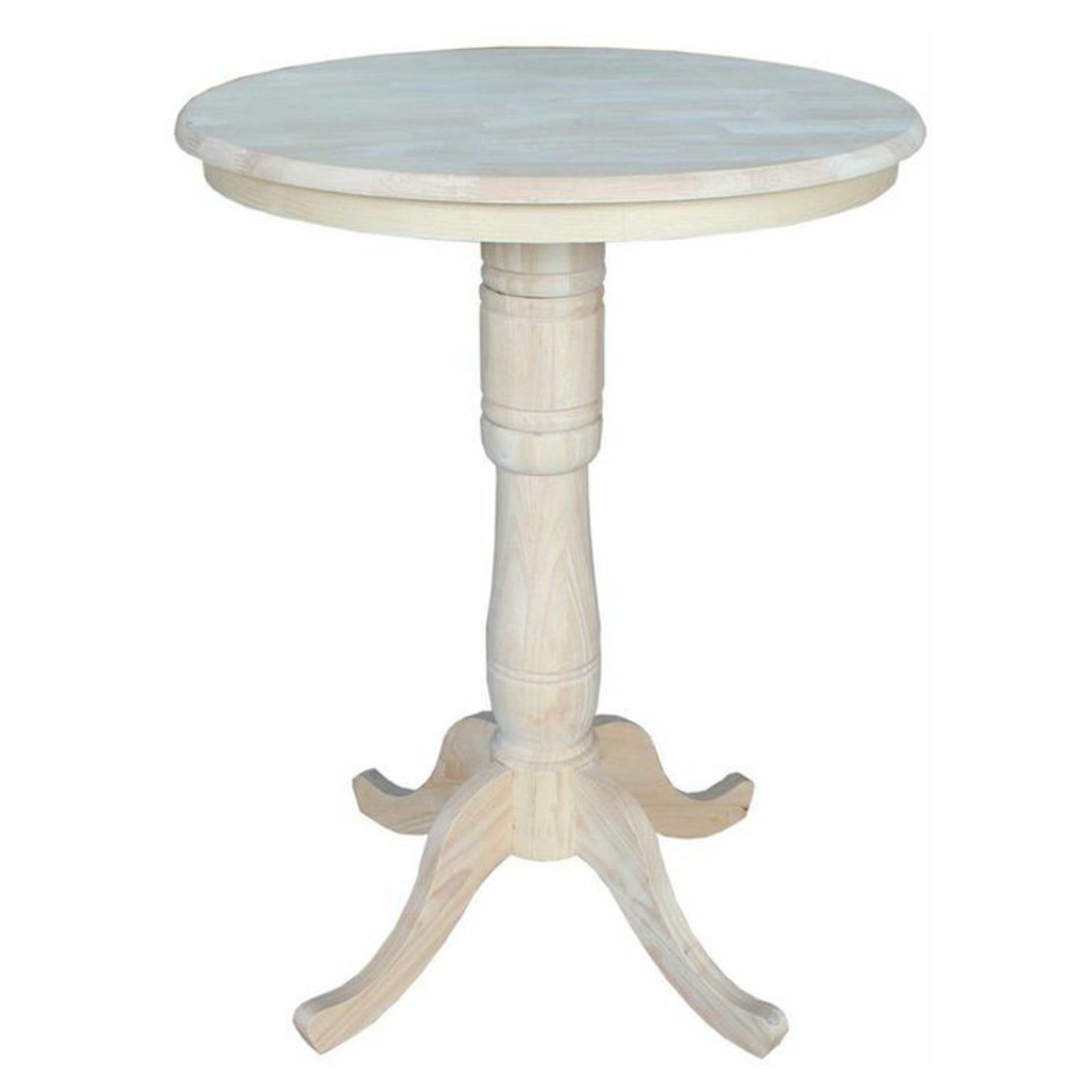 Natural Wood Round Extendable Bar Height Table