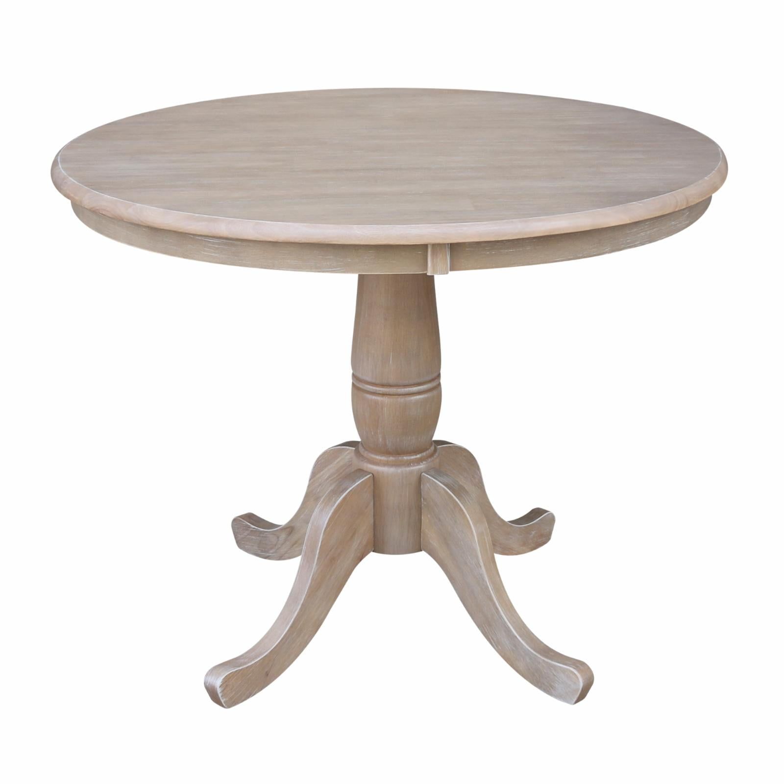 36" Round Gray Taupe Wood Pedestal Dining Table