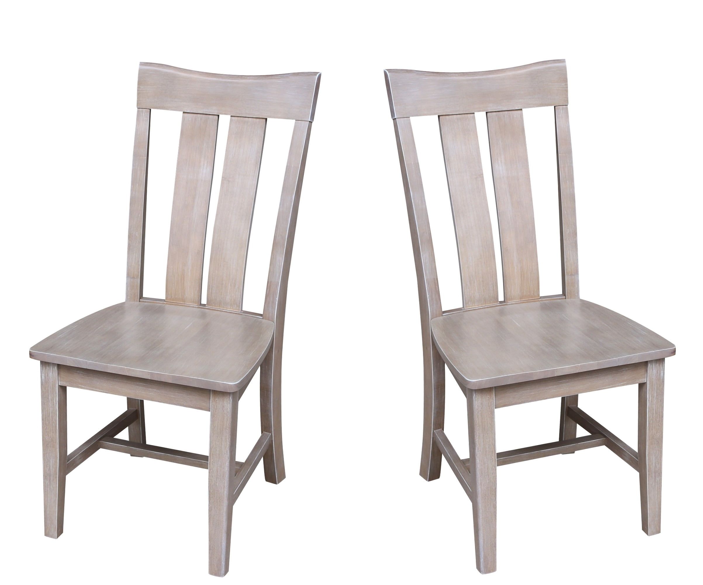 Washed Gray Taupe High Ladderback Wood Side Chair