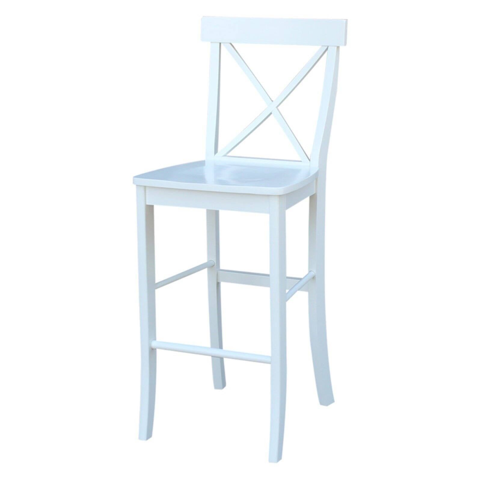 White Solid Wood X-Back 30" Bar Stool