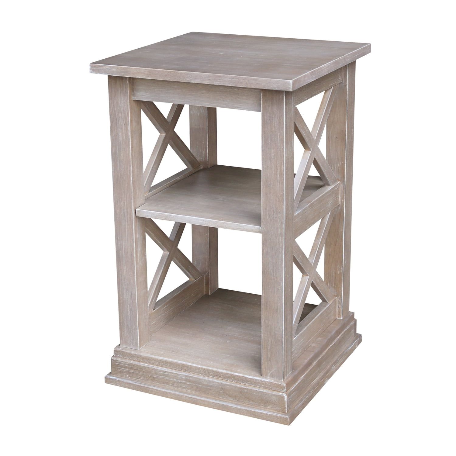 Transitional Solid Wood Square Accent Table in Brown