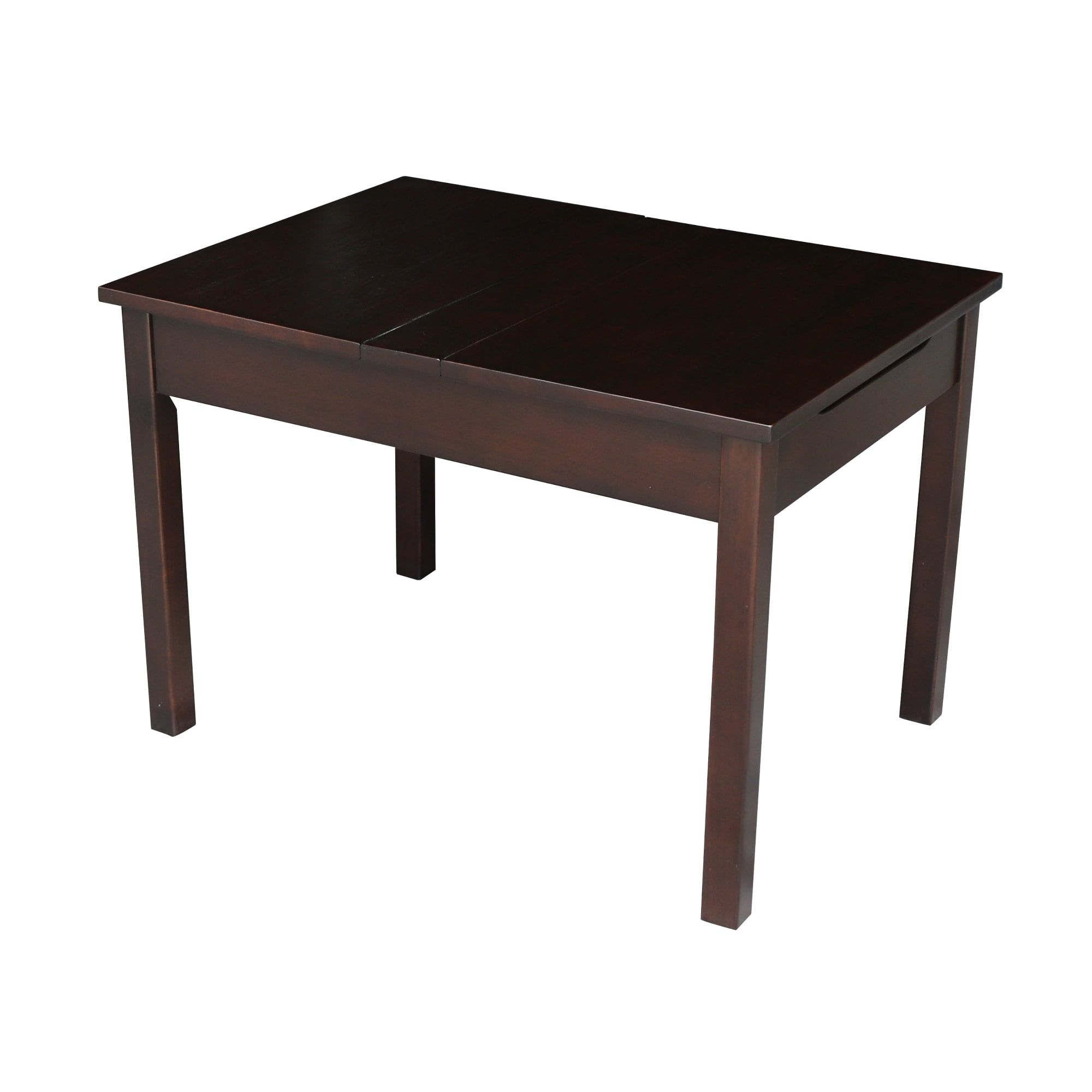 Children's Dark Stained Rubberwood Lift-Top Storage Table