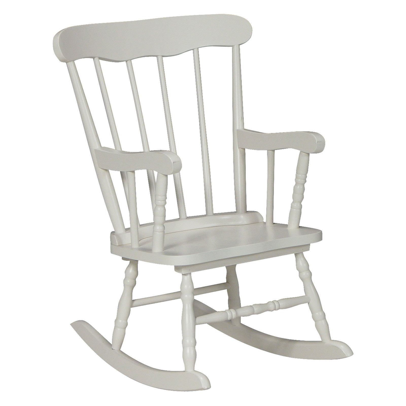 White Solid Wood Juvenile Rocker with Spindle Back