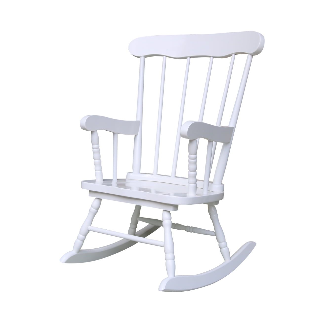 White Solid Wood Juvenile Rocker with Spindle Back