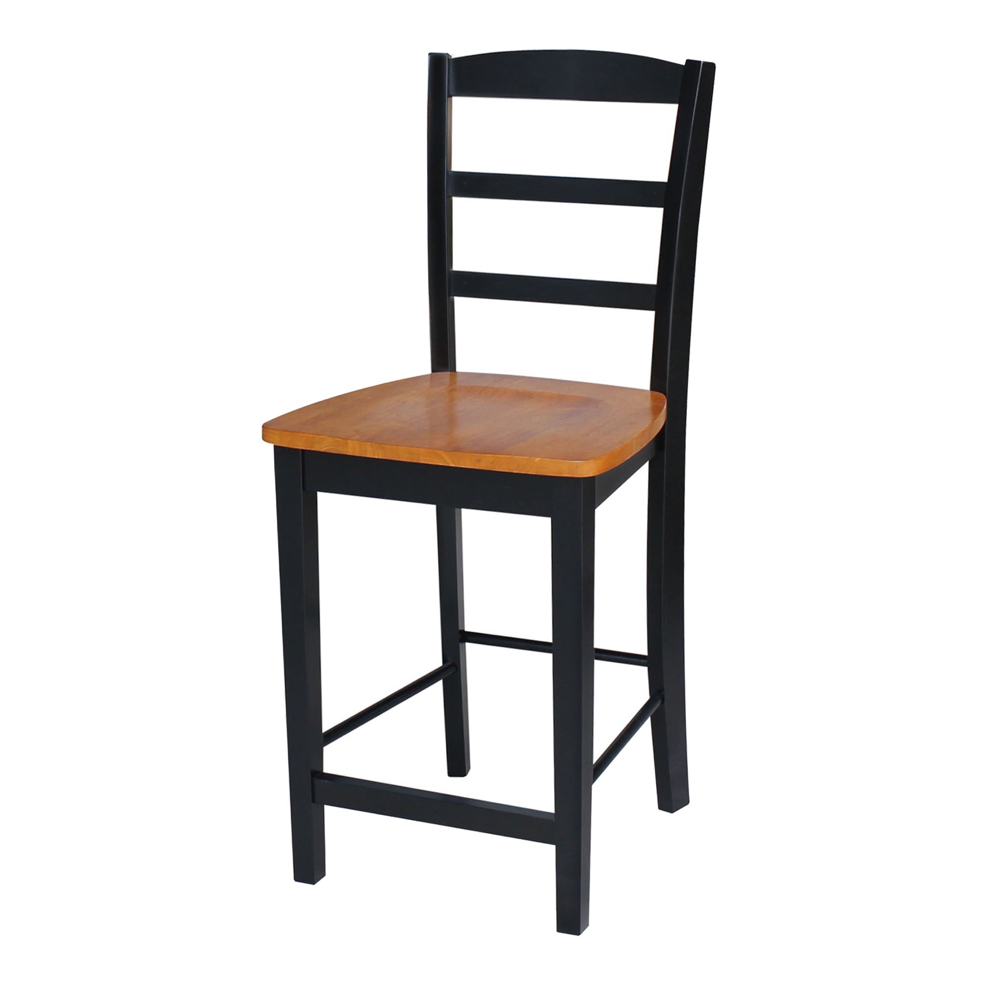 Madrid 41'' Contemporary Black and Cherry Solid Wood Counter Stool