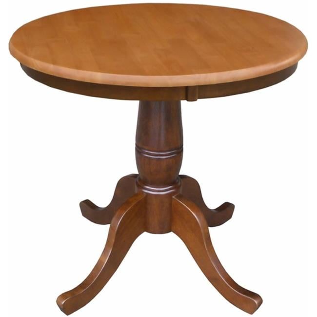 Cinnamon Espresso 30" Round Wood Farmhouse Dining Table