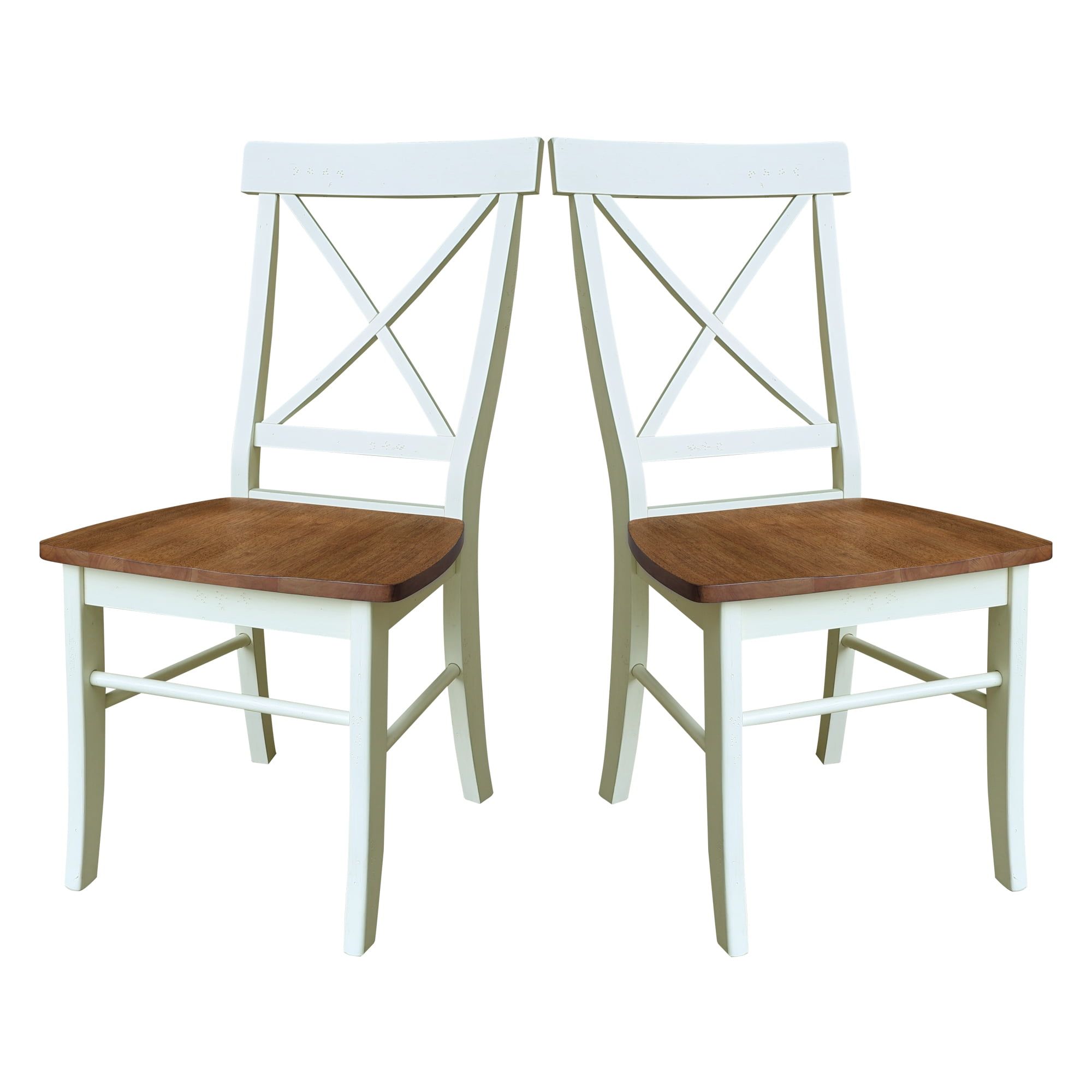 Hickory and Shell High Cross Back Solid Wood Side Chair Set