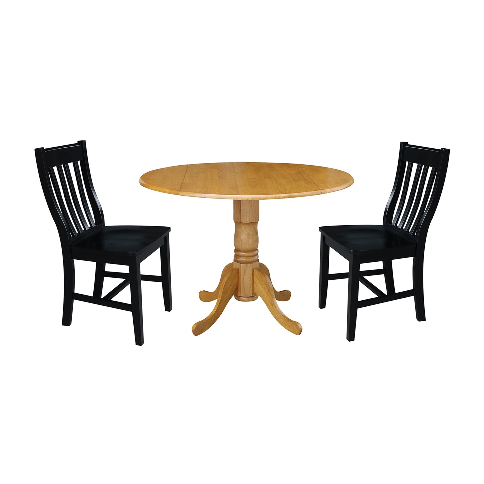 Parawood Dual Drop Leaf Table with 2 Slat Back Chairs