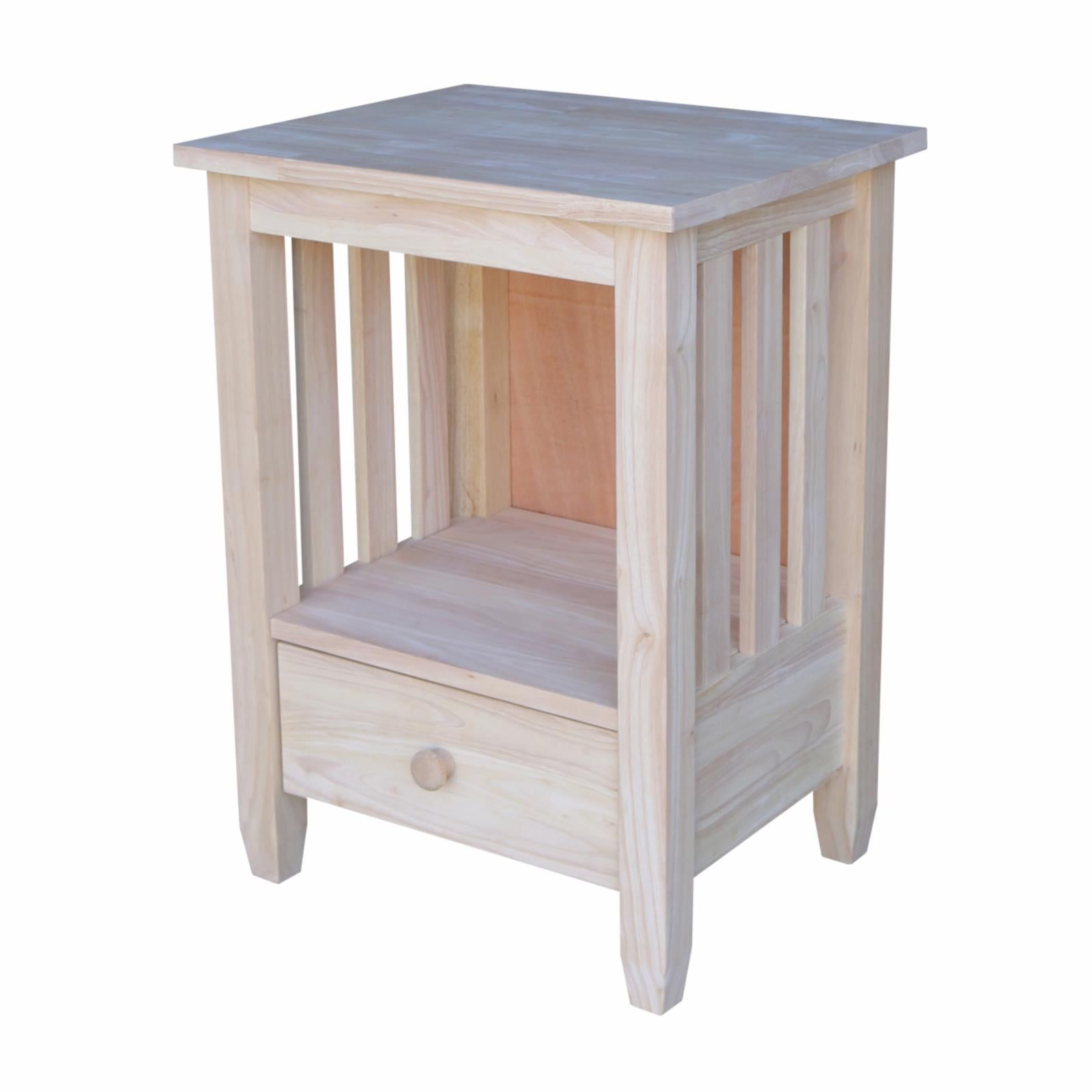 Solid Hardwood Mission-Style End Table with Drawer and Shelf