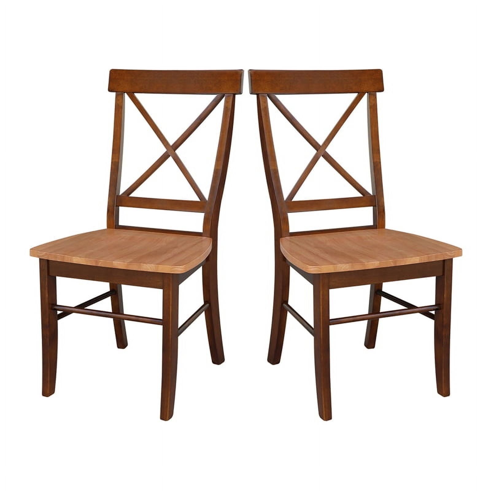 Cinnamon and Espresso Cross Back Wood Side Chair Set