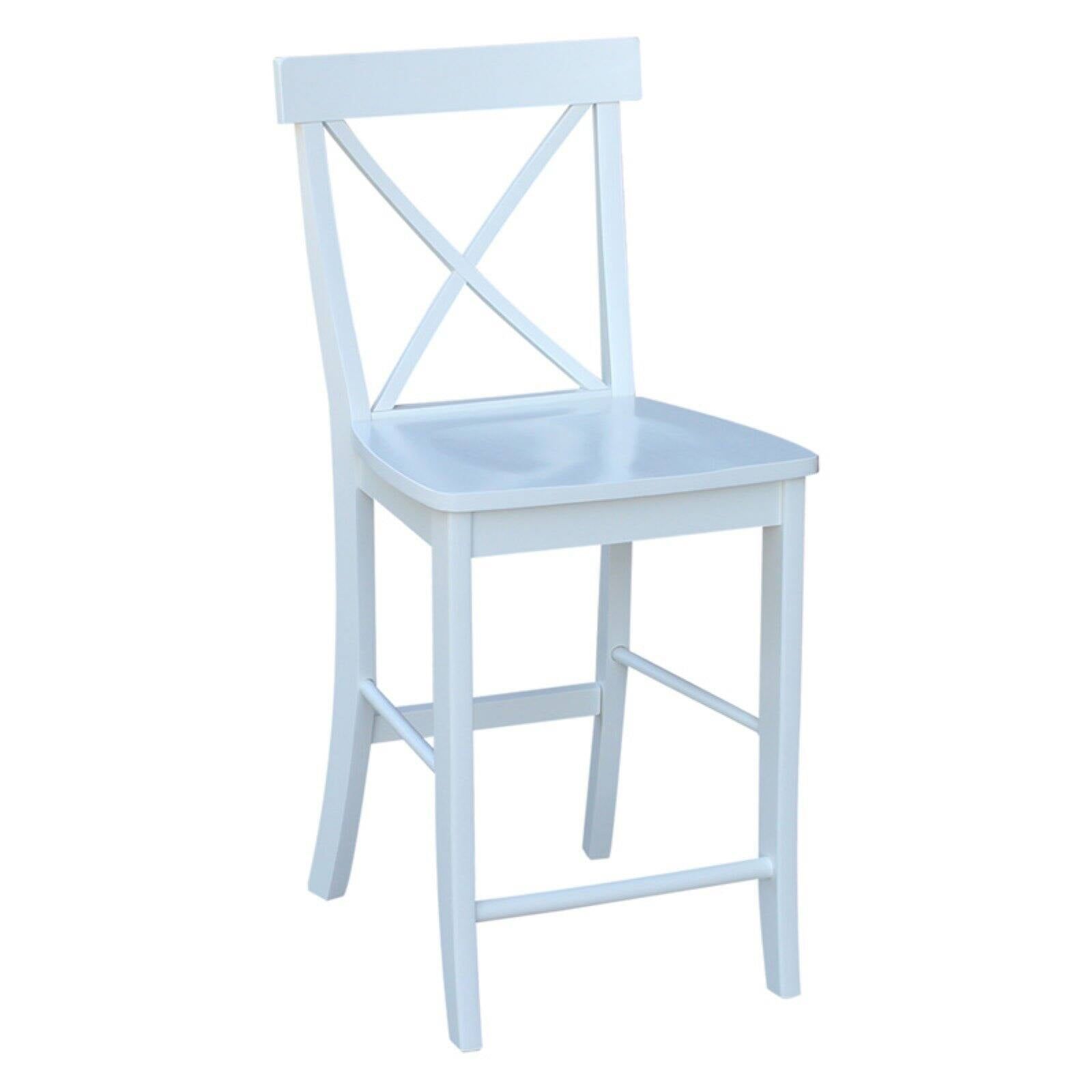 Coastal White Solid Wood 24" Counter Stool