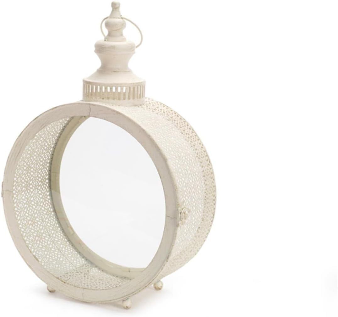 Ivory Elegance 18" Hanging Metal & Glass Candle Lantern