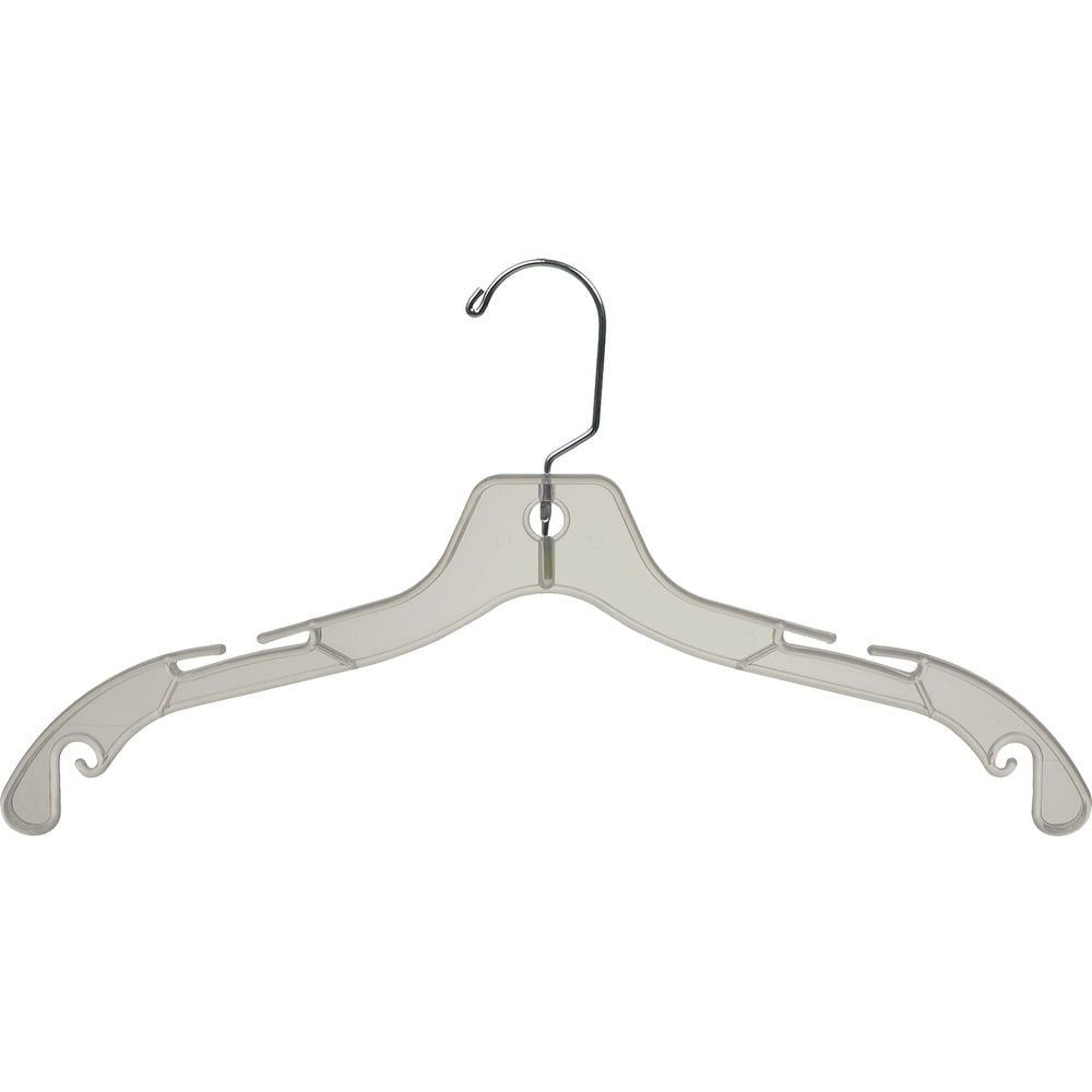 Clear Plastic Hangers with Chrome Swivel Hook, 100 Pack