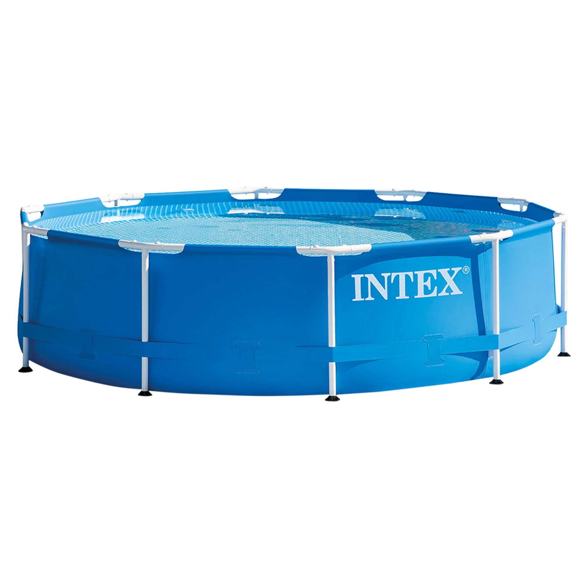 Intex 10-Foot Round Blue Metal Frame Above Ground Pool