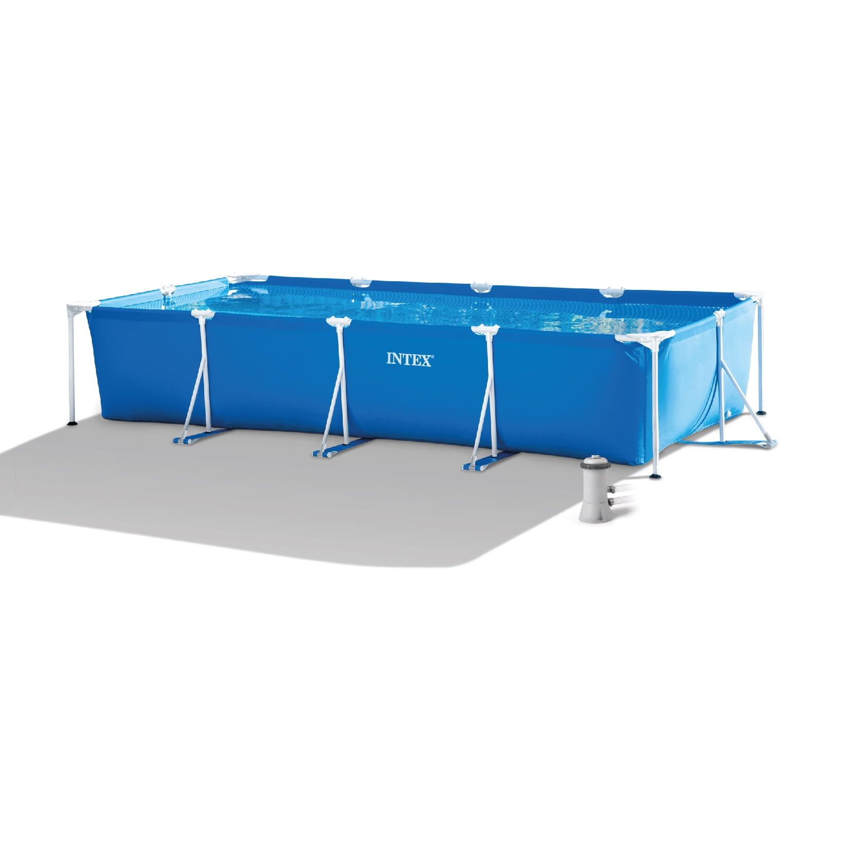 Intex 14ft Blue Rectangular Above Ground Pool with Pump