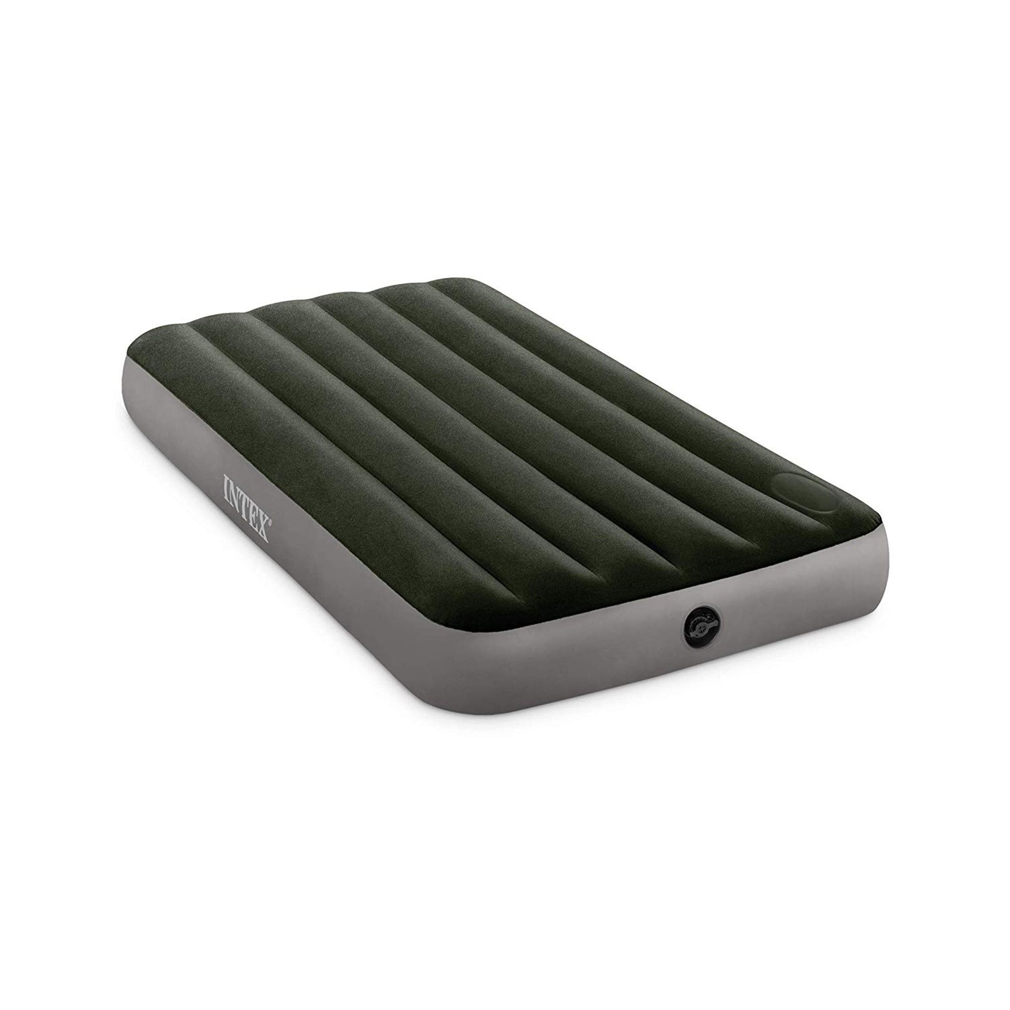 Queen Size Gray Vinyl Air Mattress with Built-In Pump