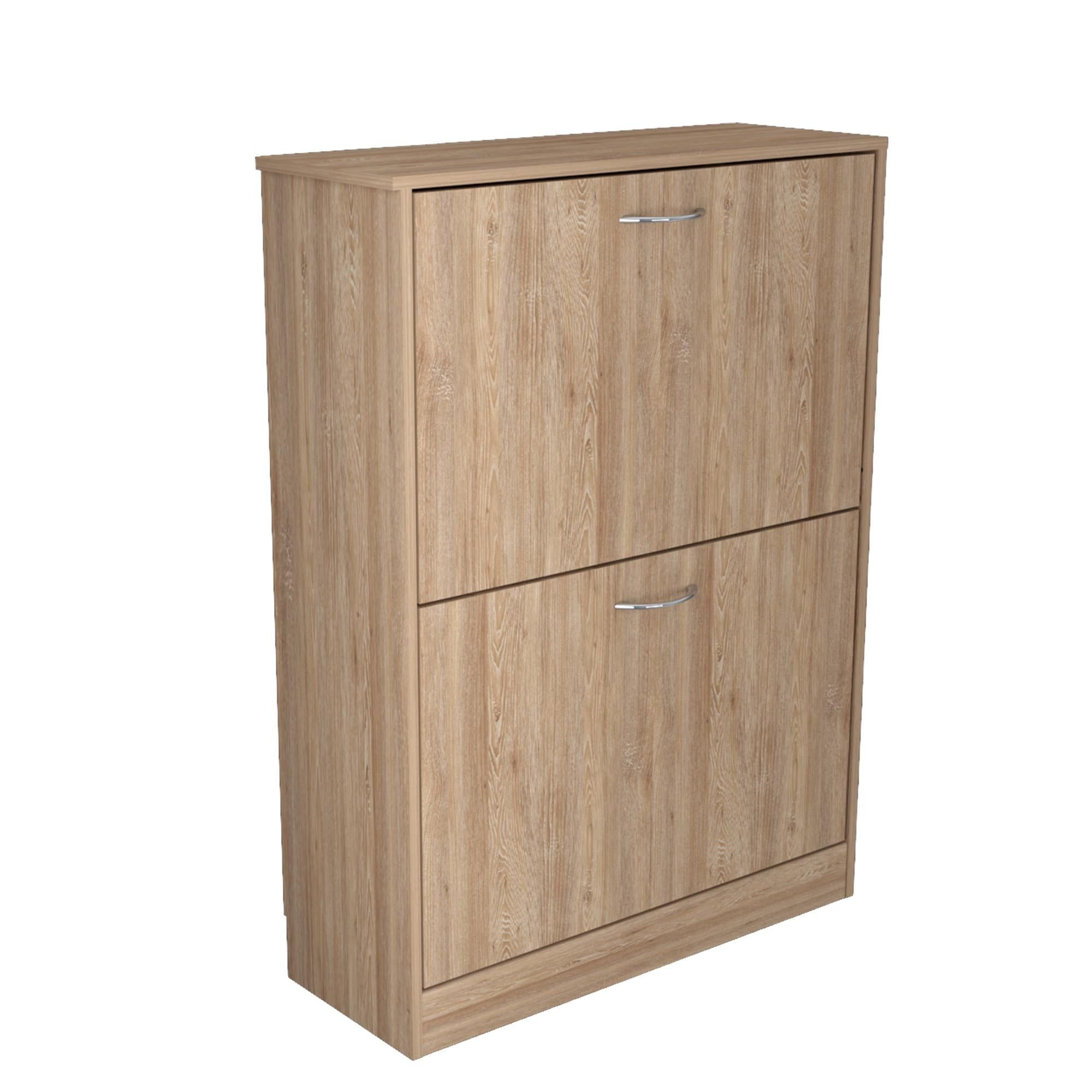 Amaretto Oak 12-Pair Shoe Storage Cabinet with Tilt-Out Drawers