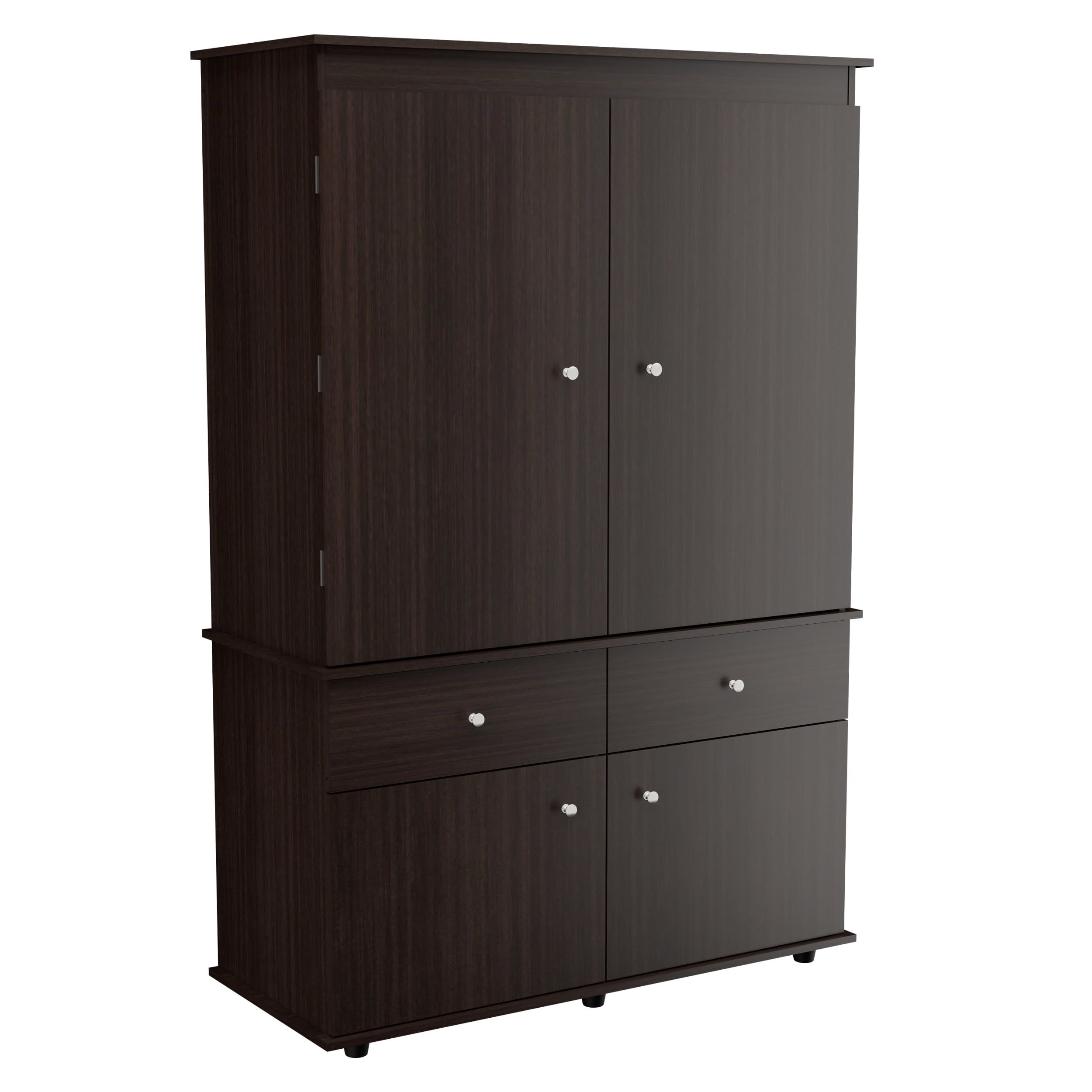 Espresso Modern Engineered Wood 2-Drawer 4-Shelf TV Armoire