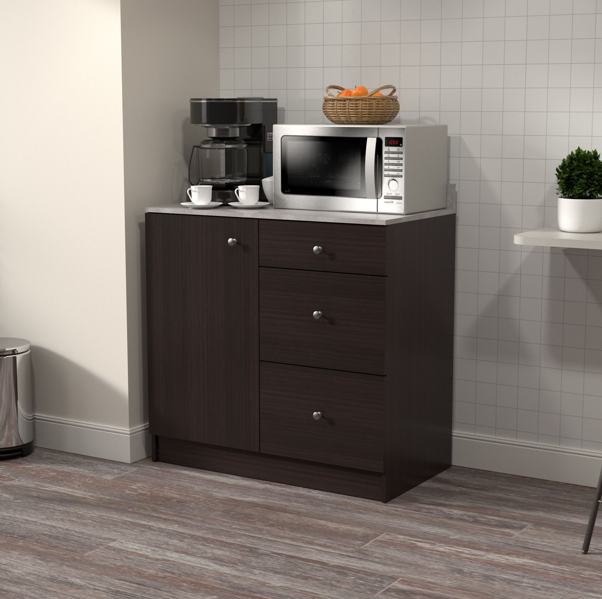 Espresso and Stone 3-Drawer Breakroom Base Cabinet