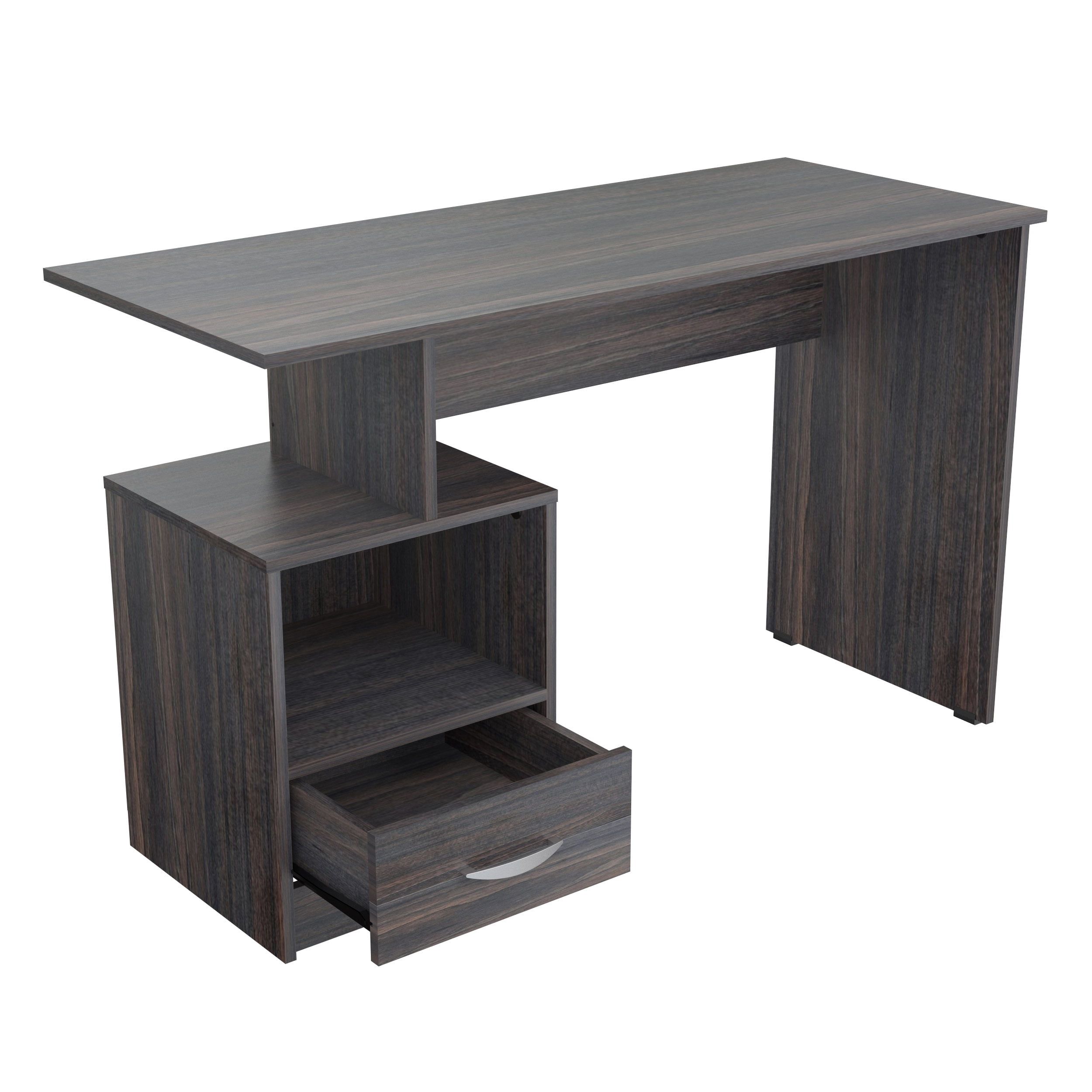 Espresso Chic 47" Wood Writing Desk with Drawer and Open Storage