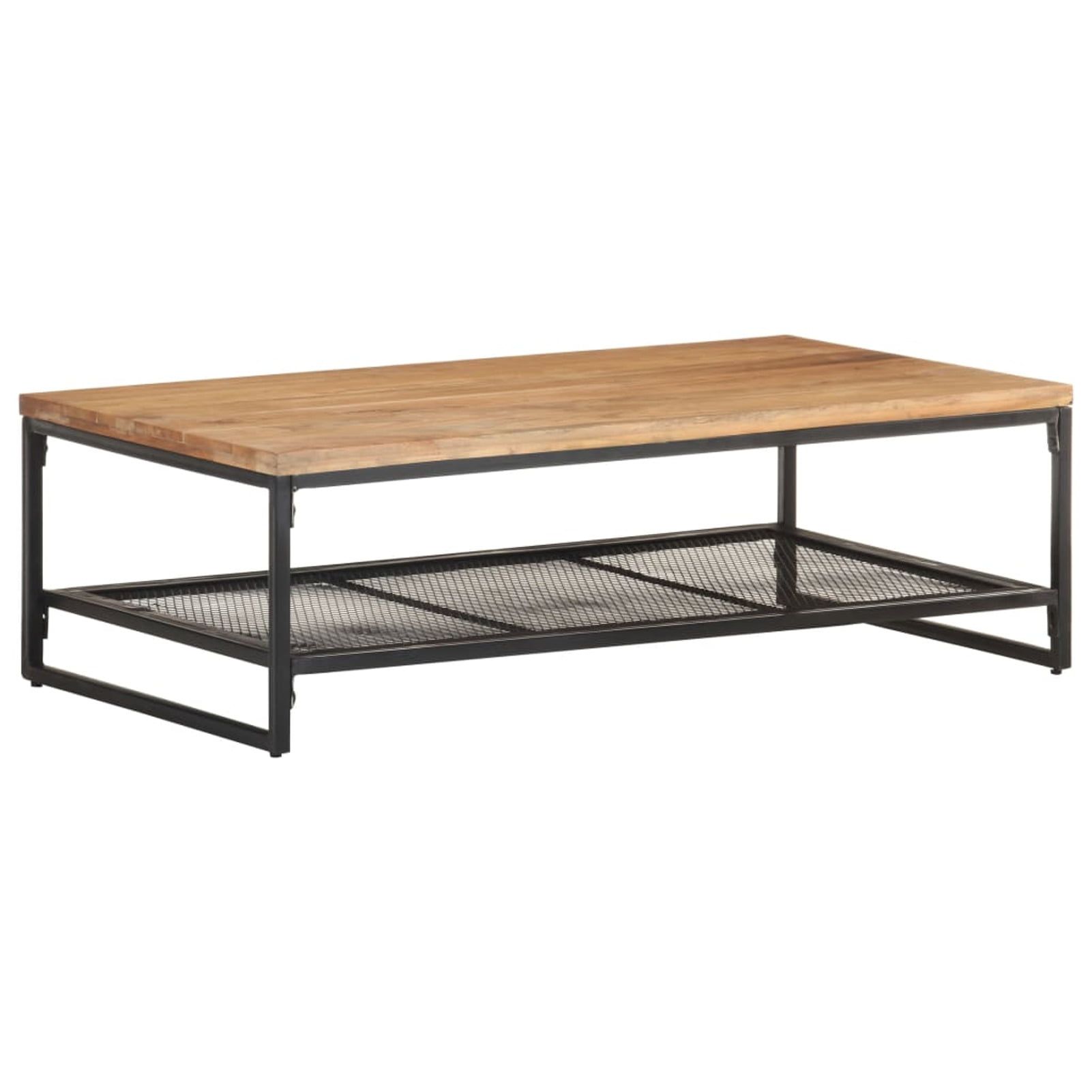 Rustic Acacia Wood Coffee Table with Powder-Coated Iron Legs