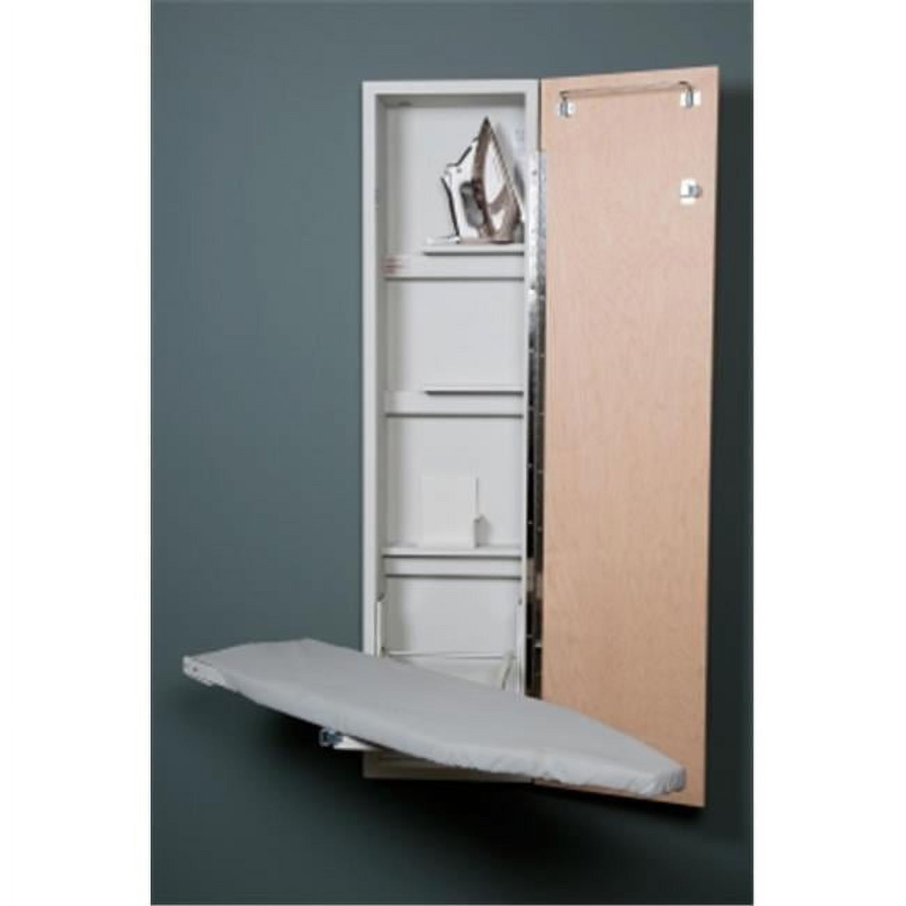 Cool Gray Maple Non-Electric Ironing Center with Mirror Door