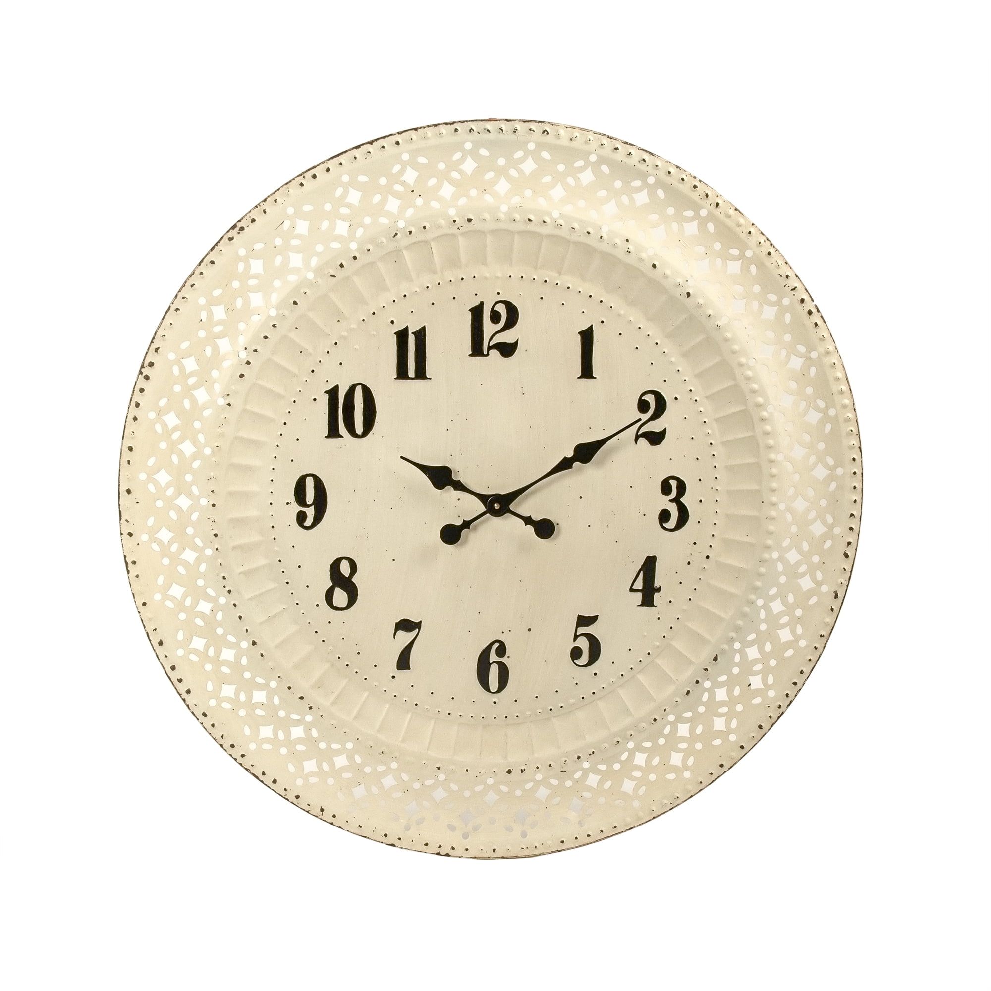 Antique Off-White Iron Cutout Wall Clock