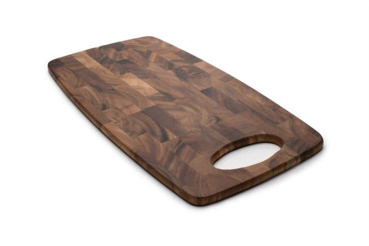 Acacia Wood Rectangular End Grain Cutting Board with Handle