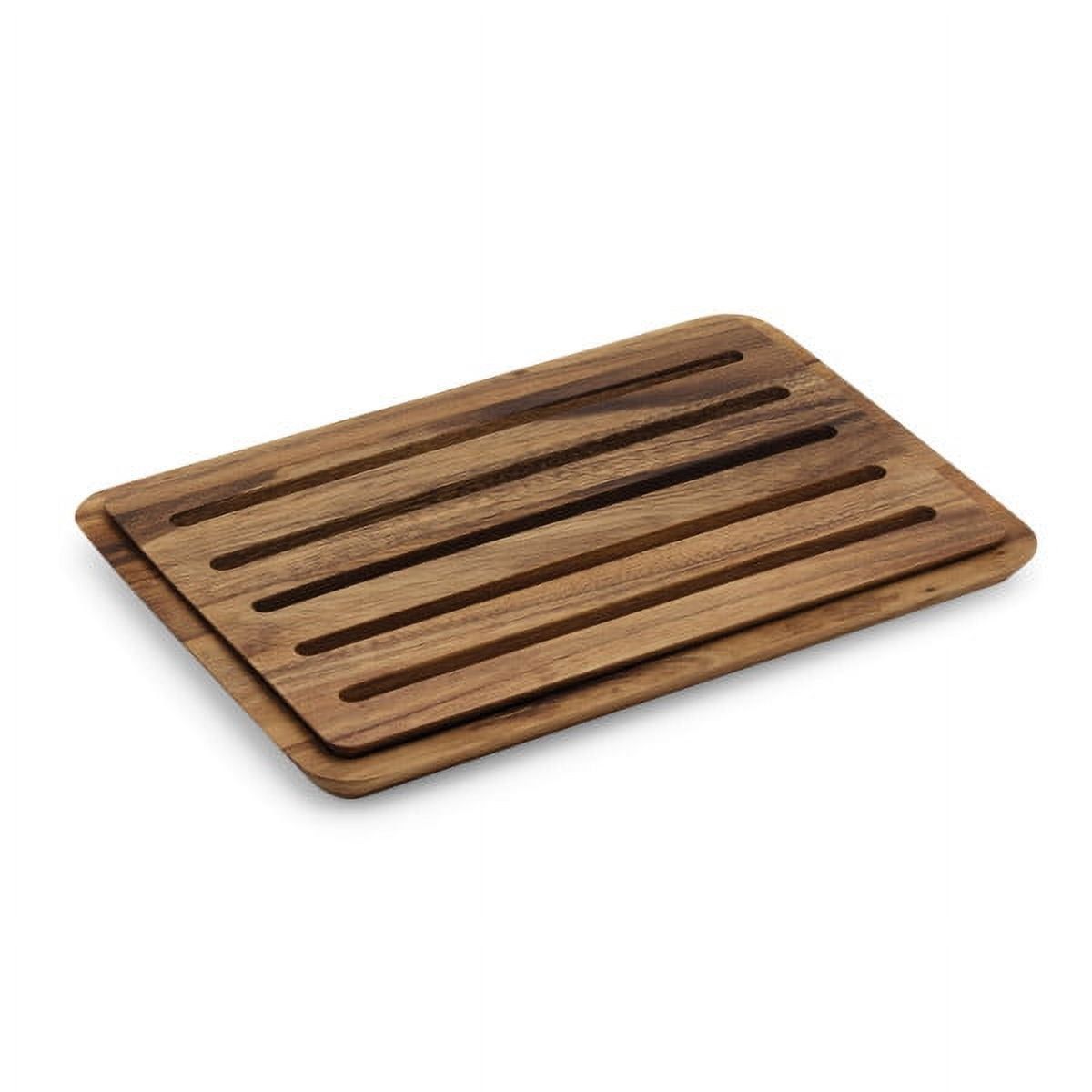 Acacia Wood Rectangular Nesting Bread Board with Crumb Catcher