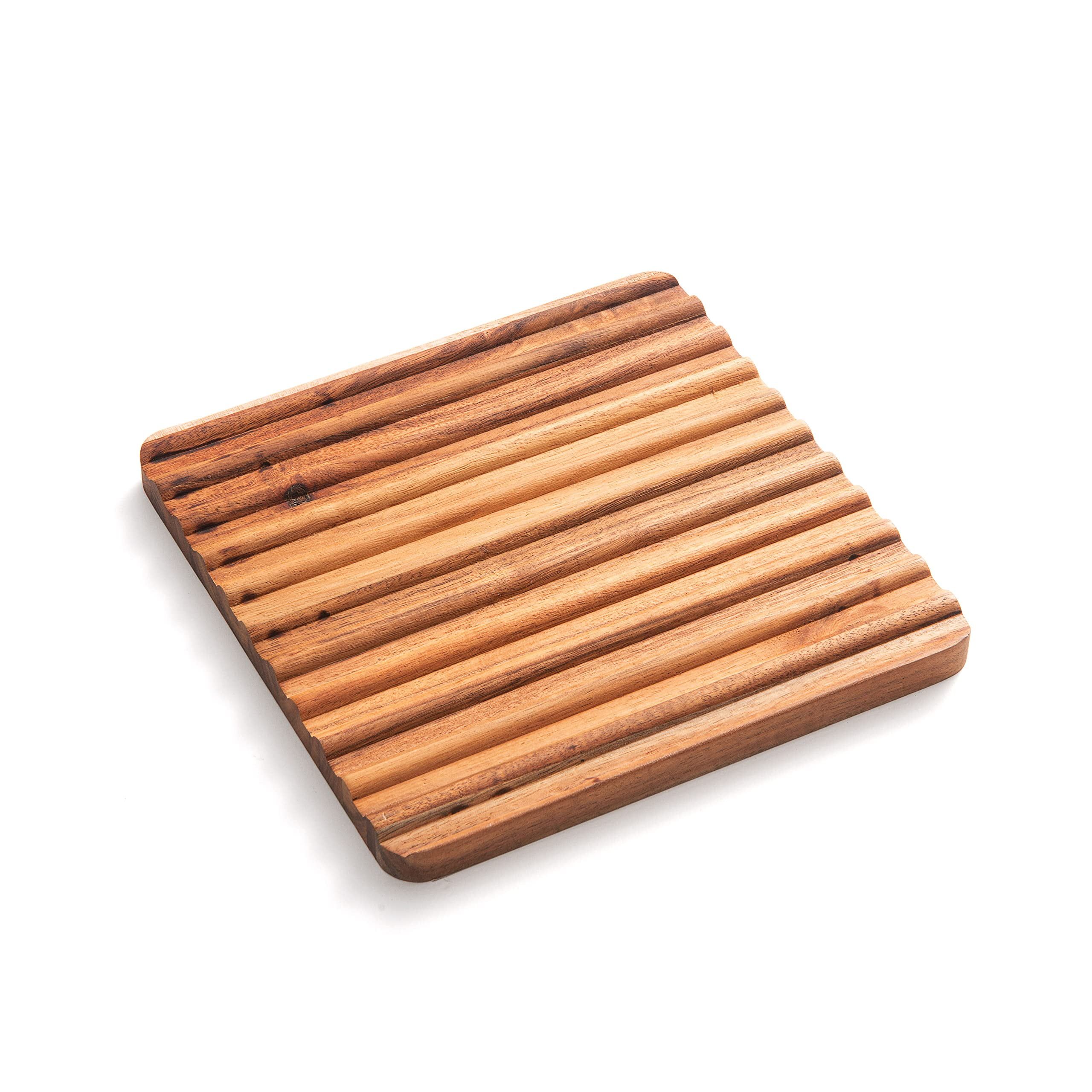 Sedona Acacia Wood Grooved Trivet Set, 6.5-inch, 2 Count