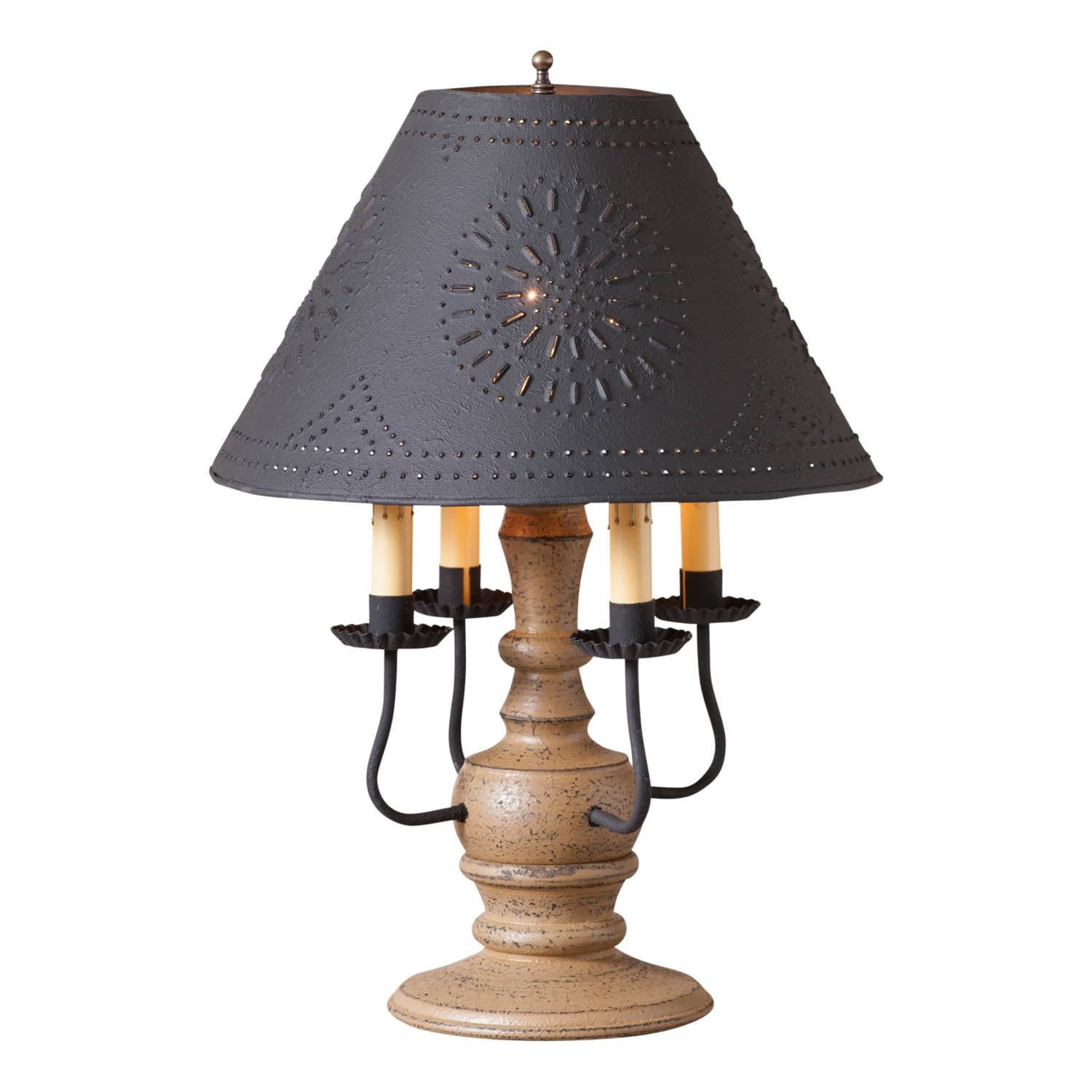 Americana Pearwood Table Lamp with Textured Black Shade