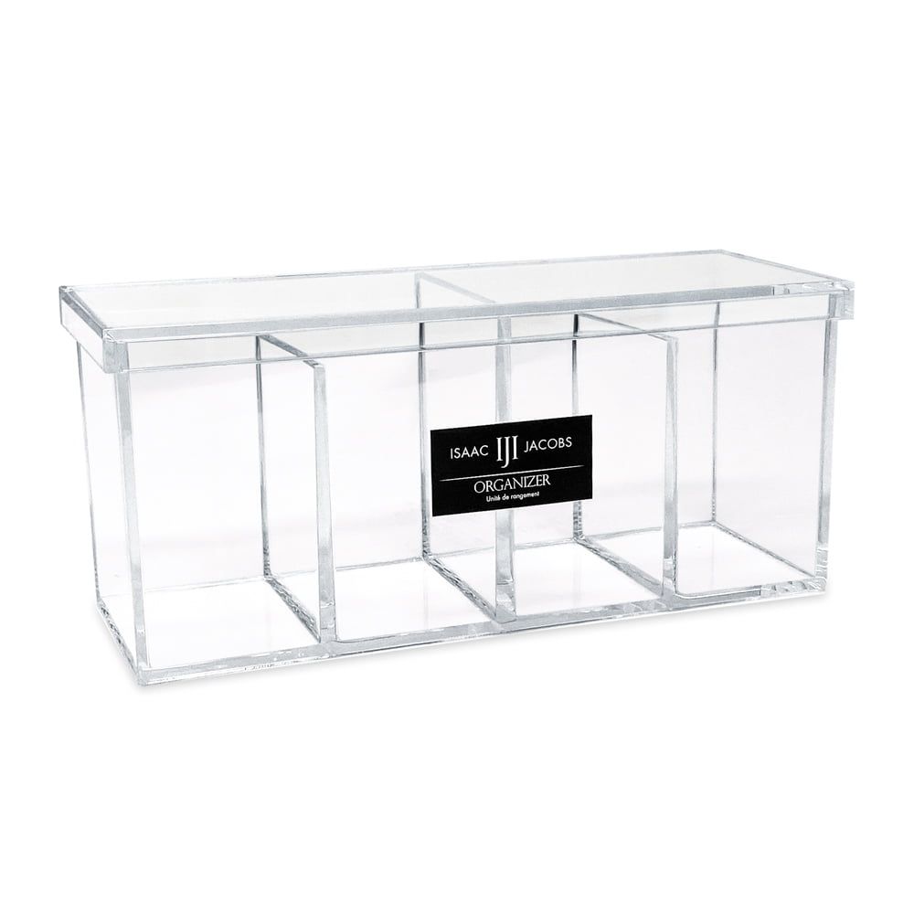 Isaac Jacobs Clear Acrylic 4-Compartment Organizer with Lid