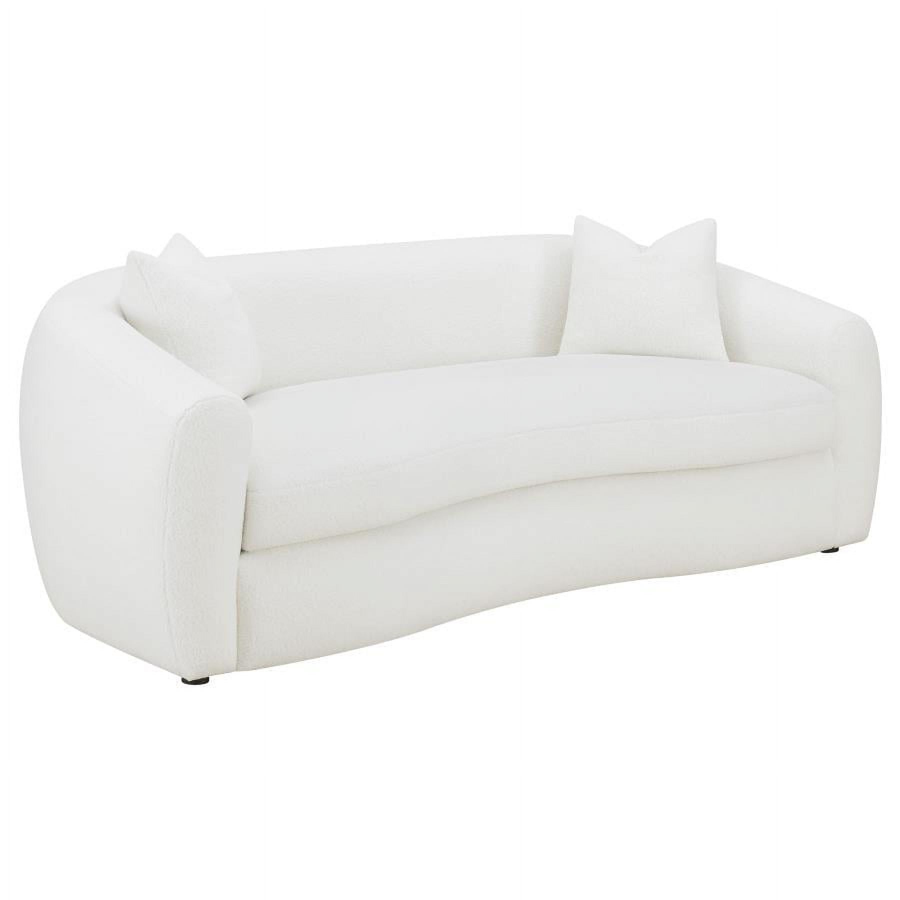 Isabella White Boucle Upholstered Tight Back Sofa with Sloped Arms