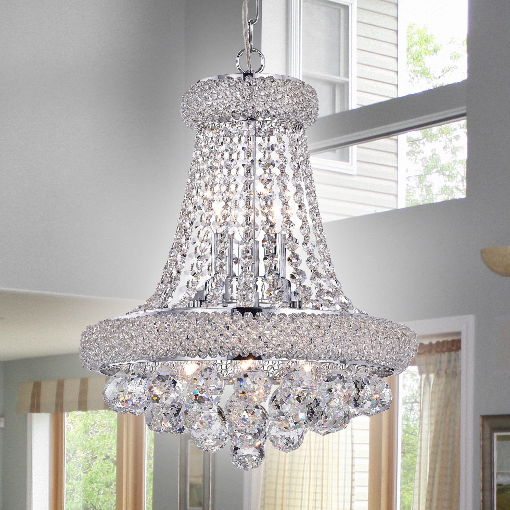 Isidra Elegance Chrome & Crystal Cascade 15-inch Chandelier